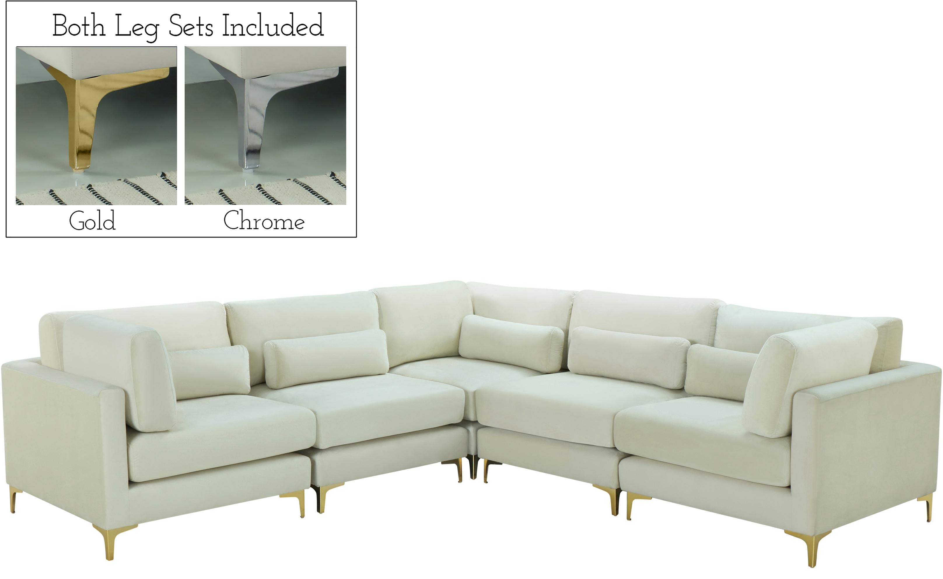 Julia Cream Velvet Modular Sectional (5 Boxes) - Luxury Home Furniture (MI)
