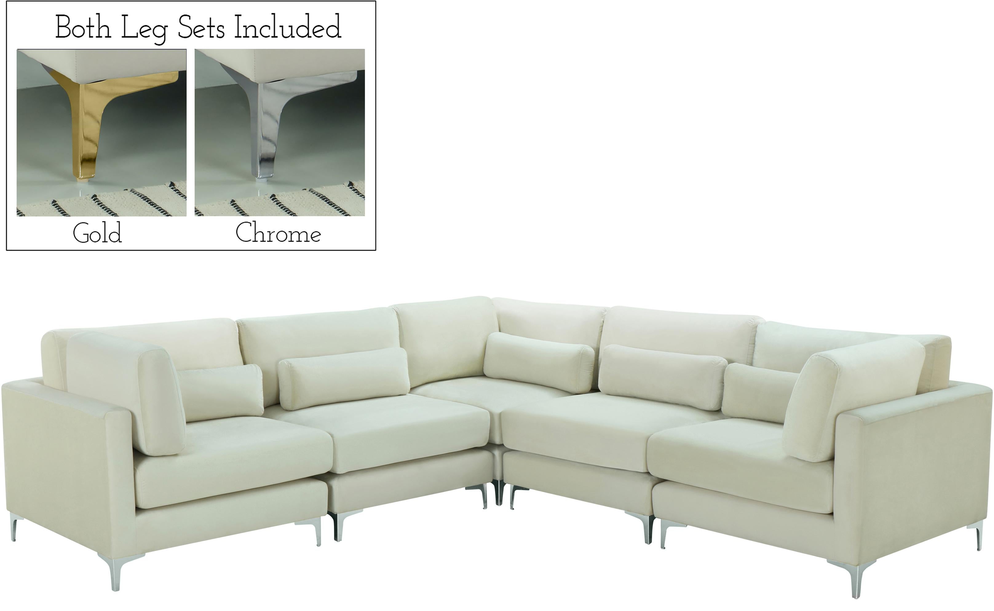 Julia Cream Velvet Modular Sectional (5 Boxes) - Luxury Home Furniture (MI)