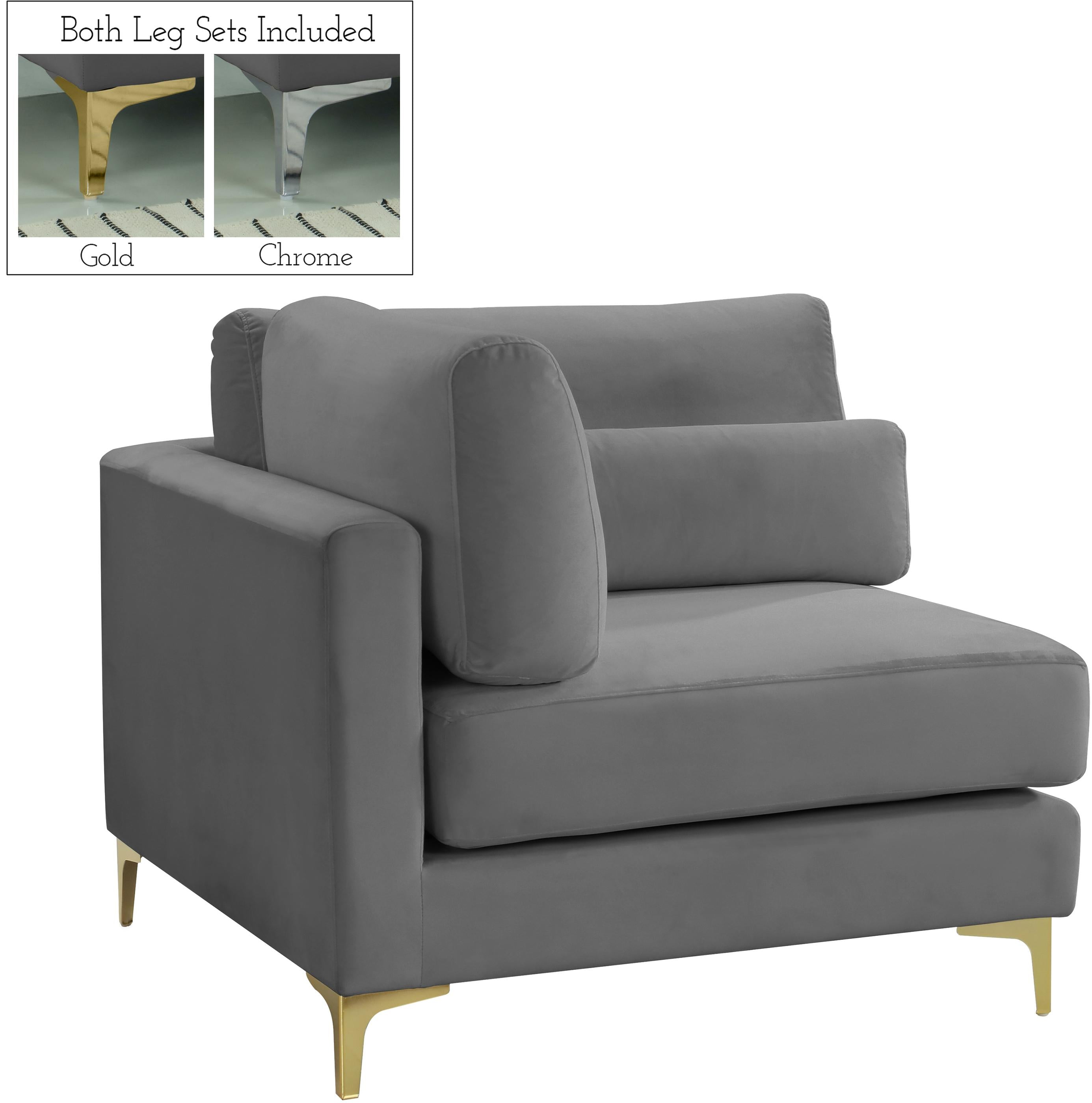 Julia Grey Velvet Modular Corner Chair - Luxury Home Furniture (MI)