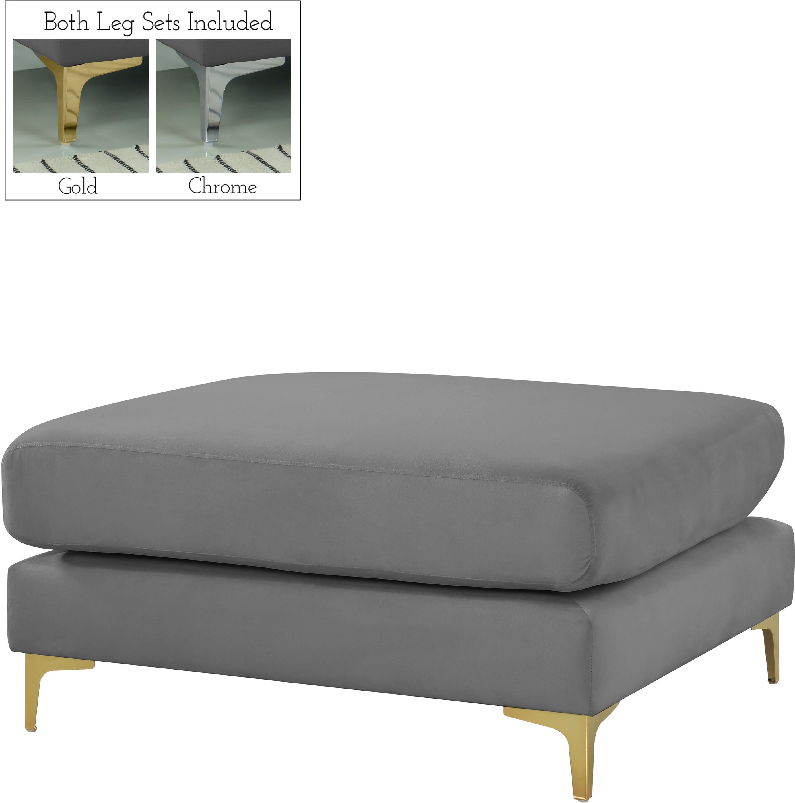Julia Grey Velvet Modular Ottoman - Luxury Home Furniture (MI)