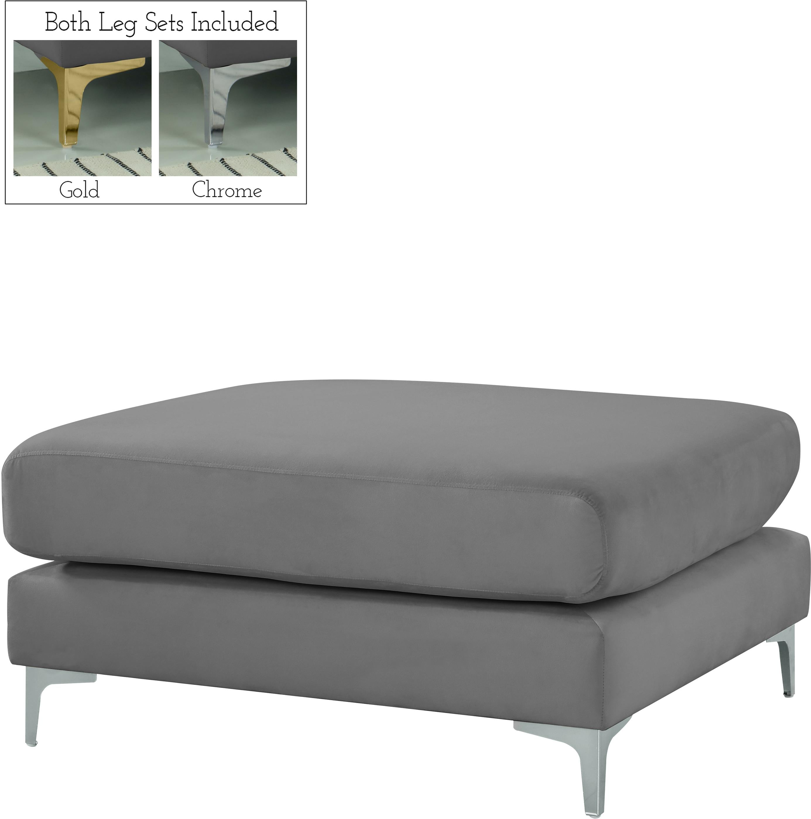 Julia Grey Velvet Modular Ottoman - Luxury Home Furniture (MI)