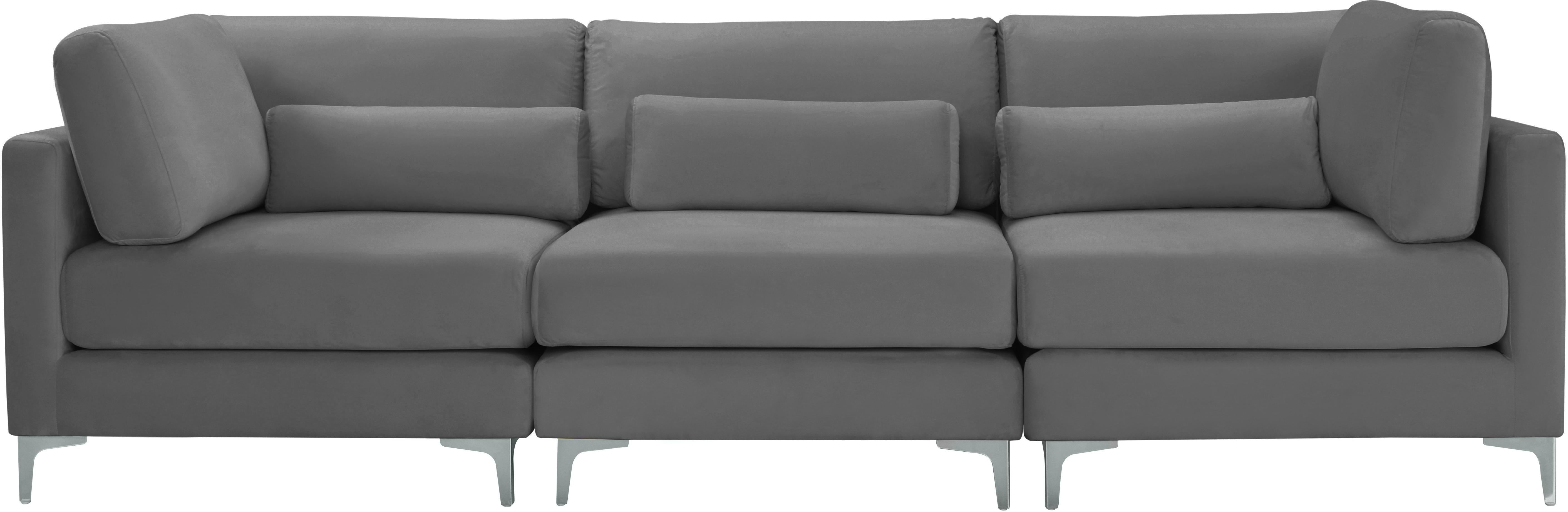 Julia Grey Velvet Modular Sofa (3 Boxes) - Luxury Home Furniture (MI)