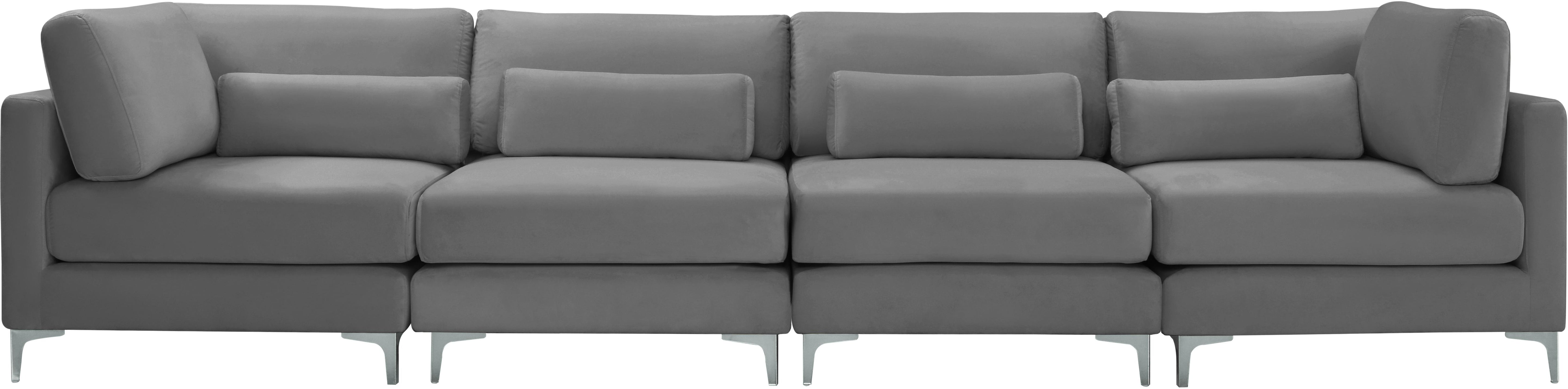 Julia Grey Velvet Modular Sofa (4 Boxes) - Luxury Home Furniture (MI)