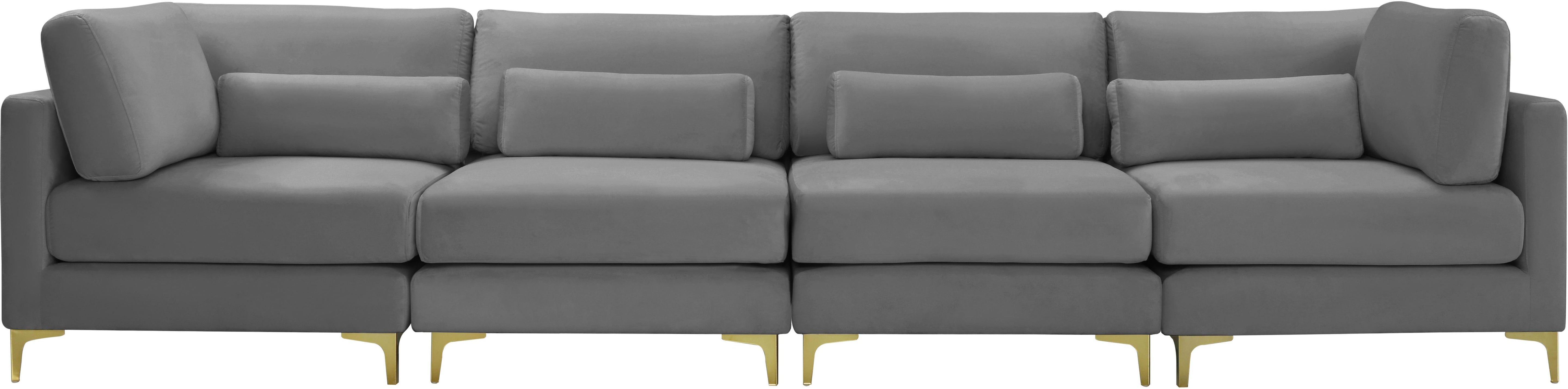 Julia Grey Velvet Modular Sofa (4 Boxes) - Luxury Home Furniture (MI)