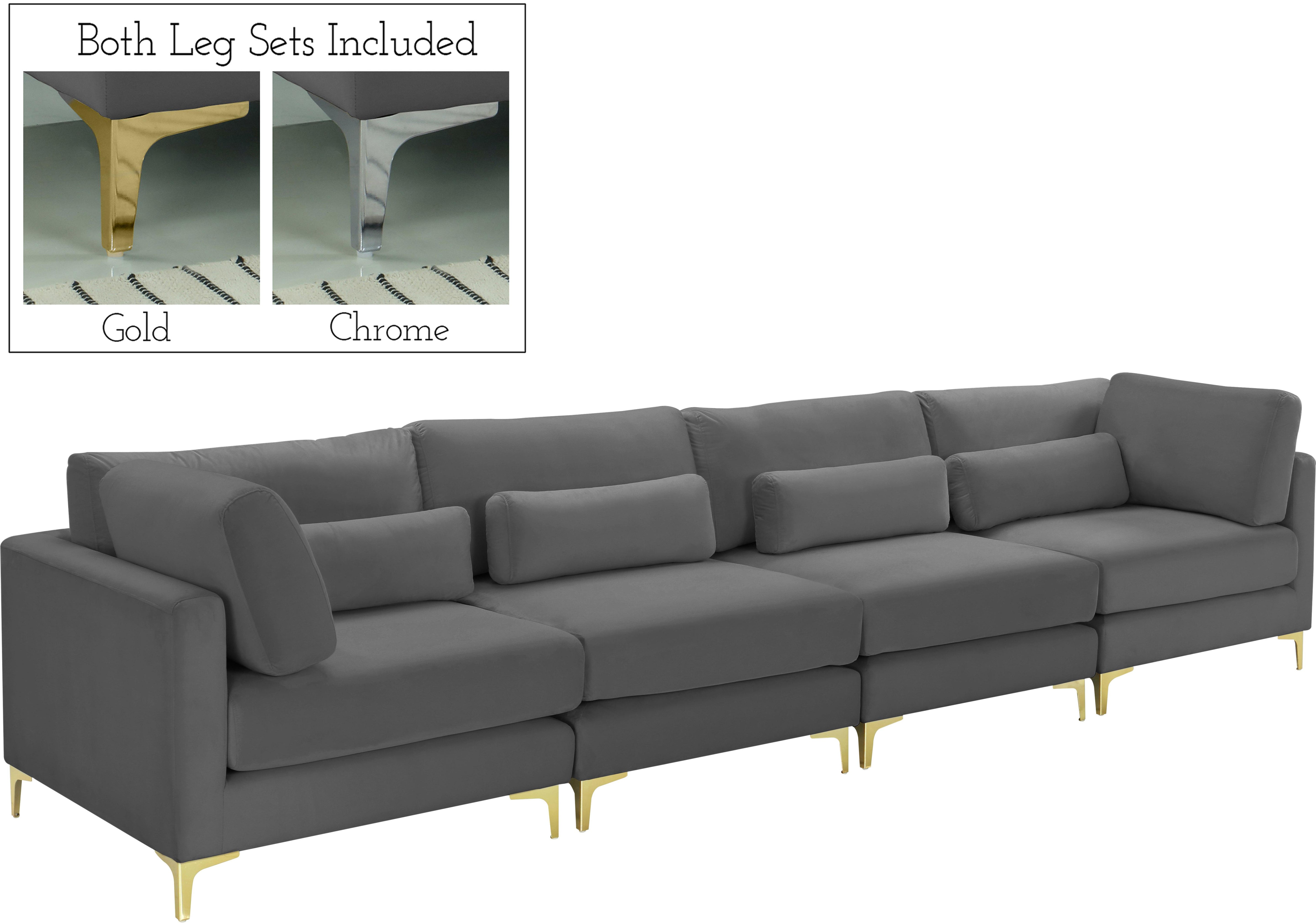 Julia Grey Velvet Modular Sofa (4 Boxes) - Luxury Home Furniture (MI)