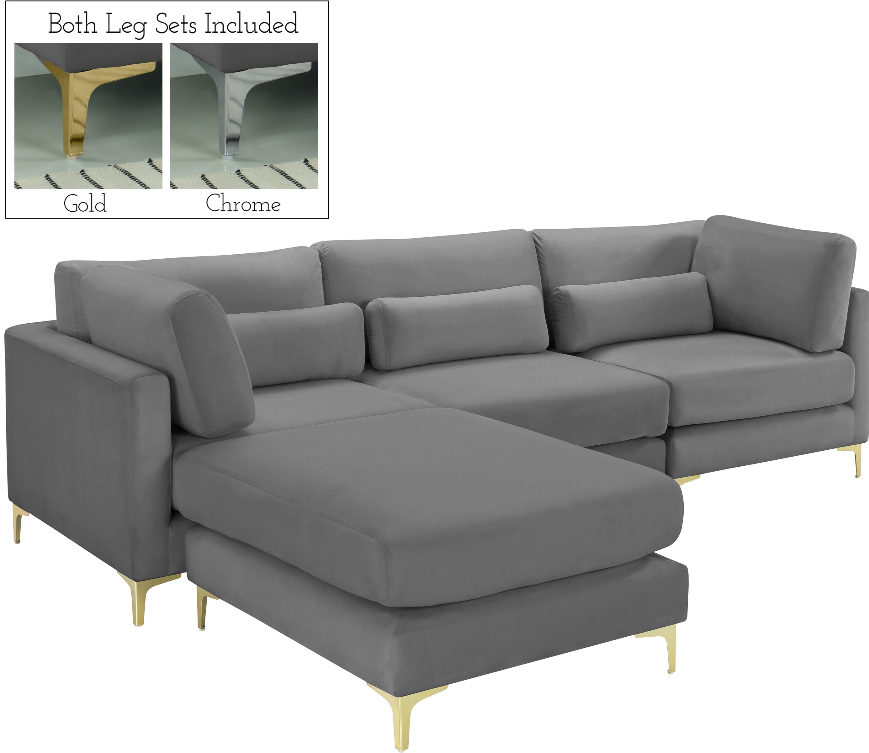 Julia Grey Velvet Modular Sectional (4 Boxes) - Luxury Home Furniture (MI)