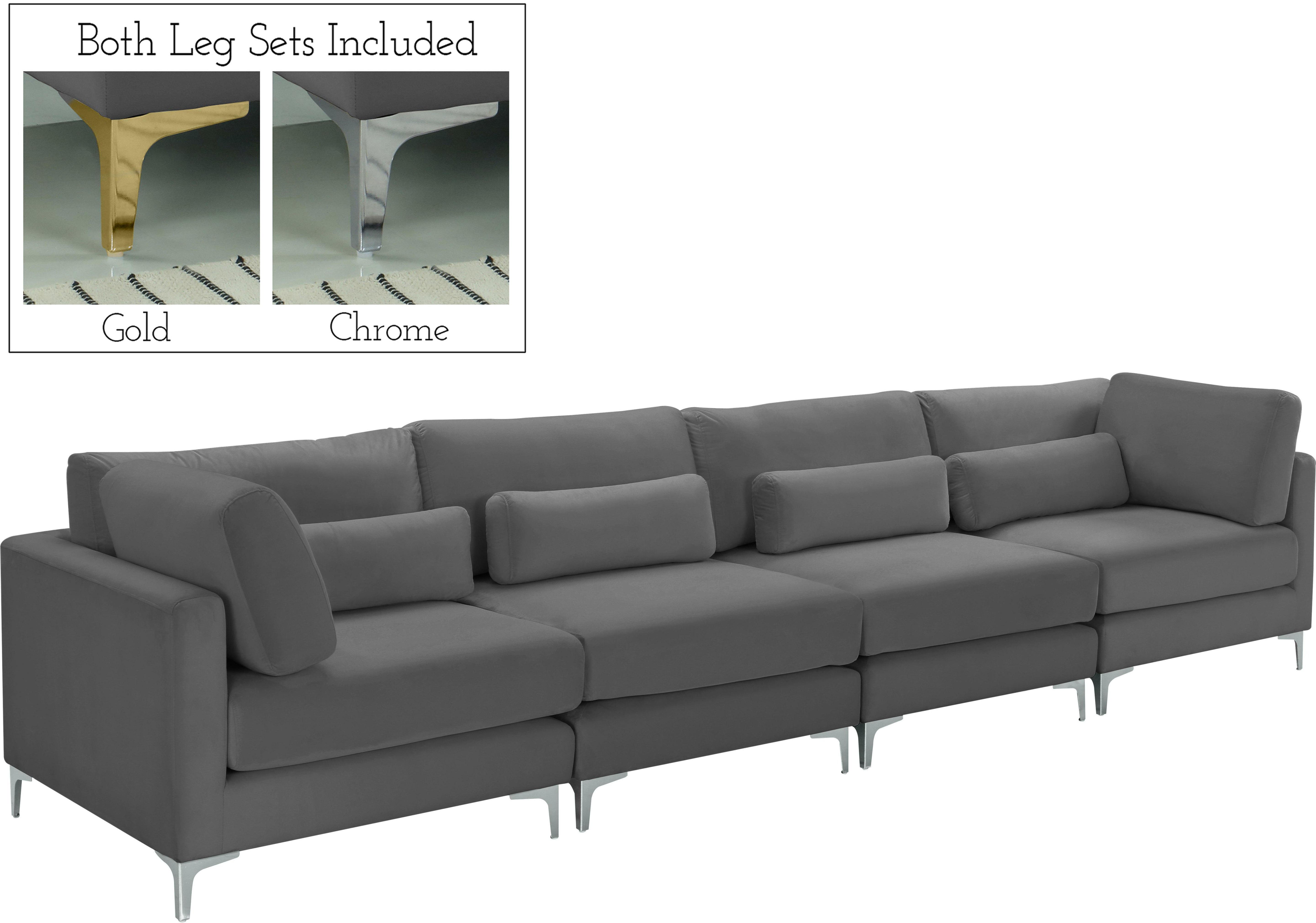 Julia Grey Velvet Modular Sofa (4 Boxes) - Luxury Home Furniture (MI)