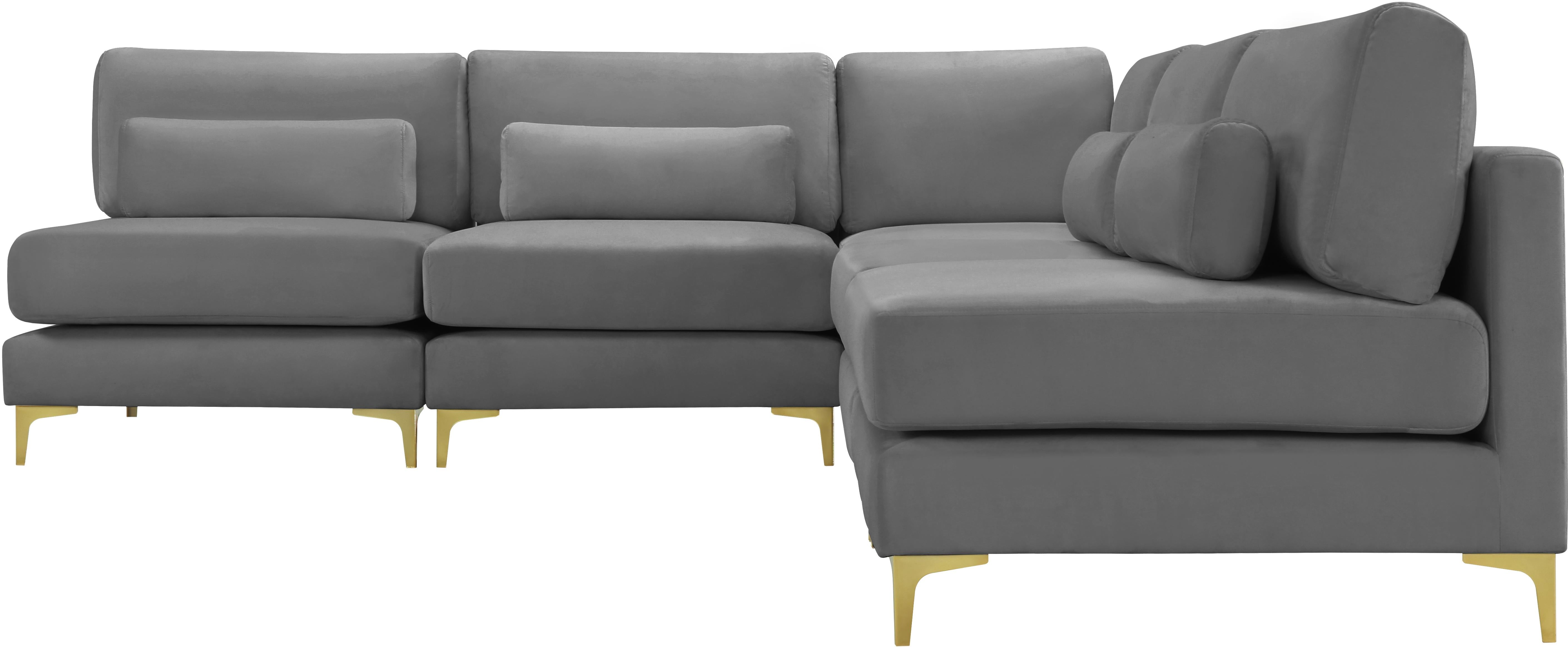 Julia Grey Velvet Modular Sectional (5 Boxes) - Luxury Home Furniture (MI)