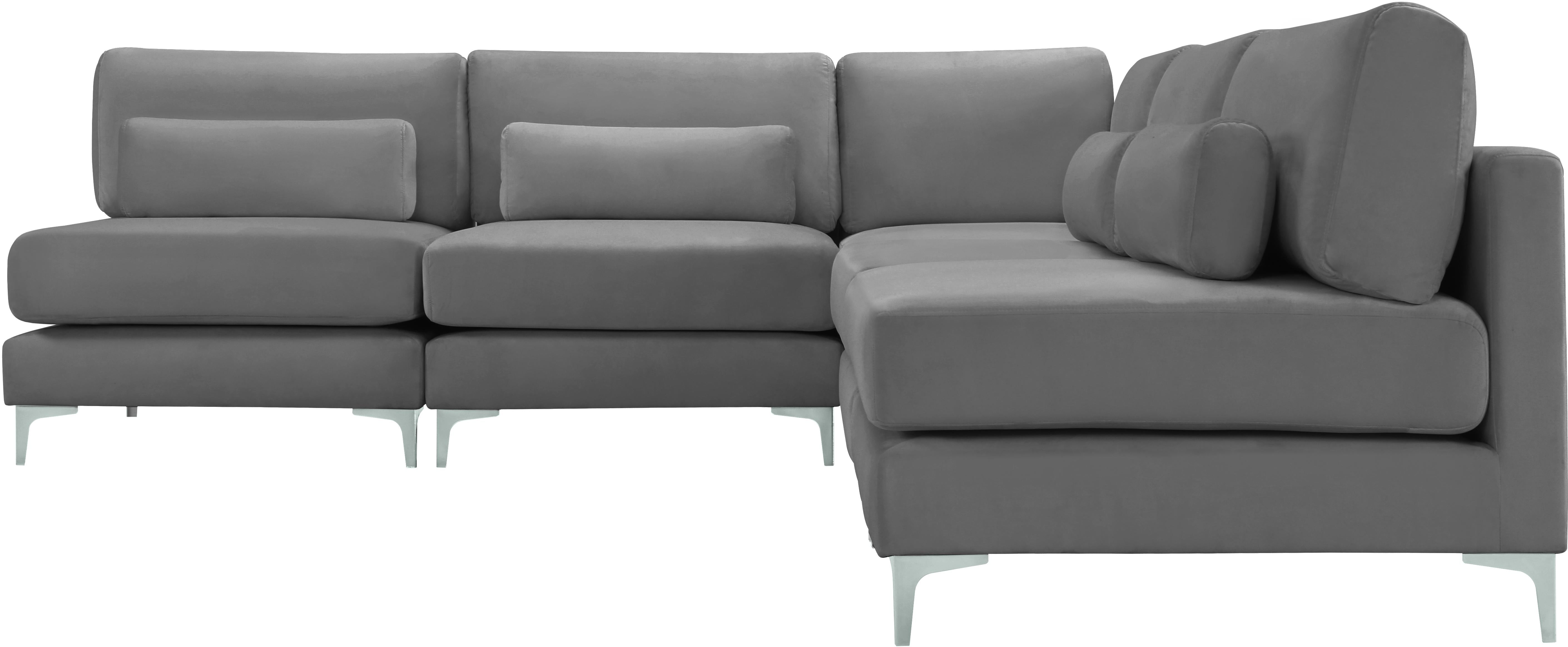 Julia Grey Velvet Modular Sectional (5 Boxes) - Luxury Home Furniture (MI)