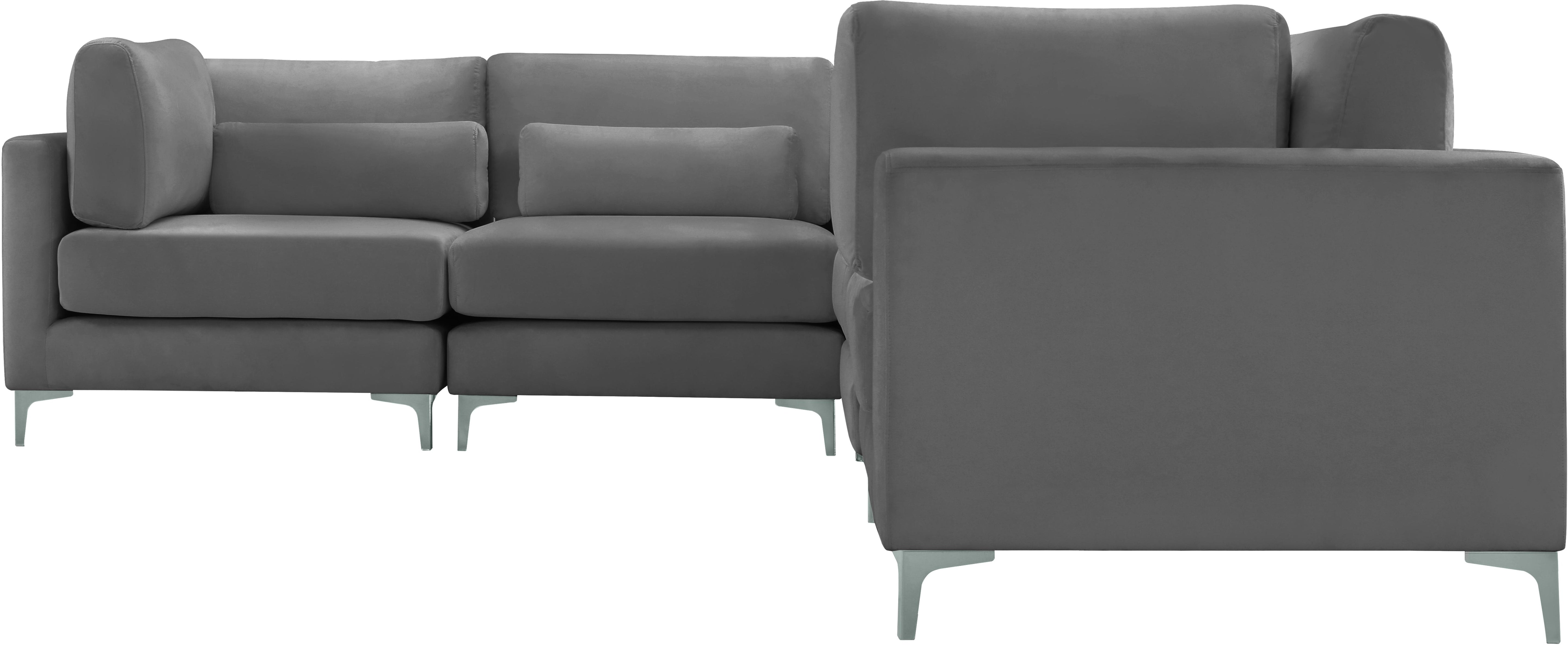 Julia Grey Velvet Modular Sectional (5 Boxes) - Luxury Home Furniture (MI)