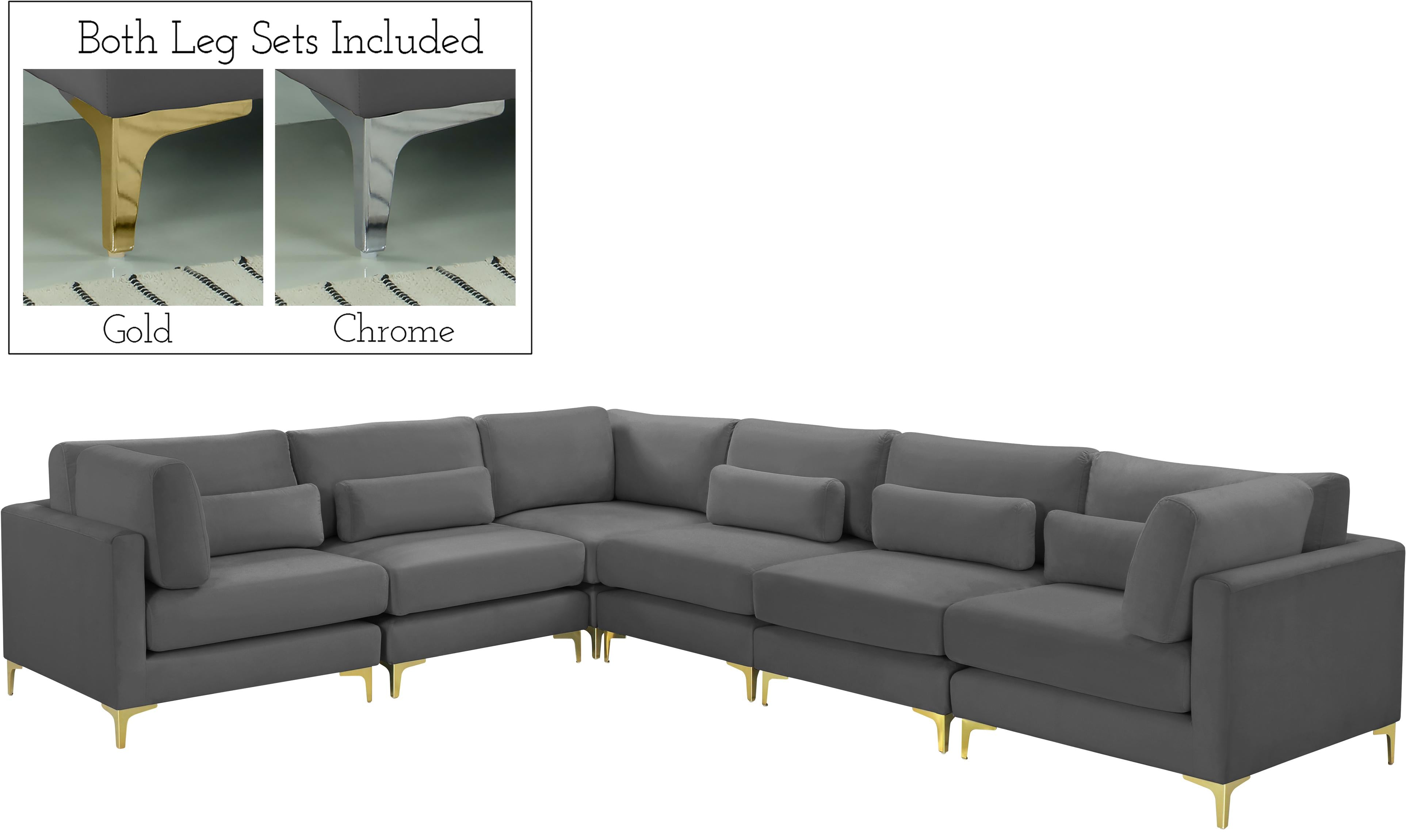 Julia Grey Velvet Modular Sectional (6 Boxes) - Luxury Home Furniture (MI)