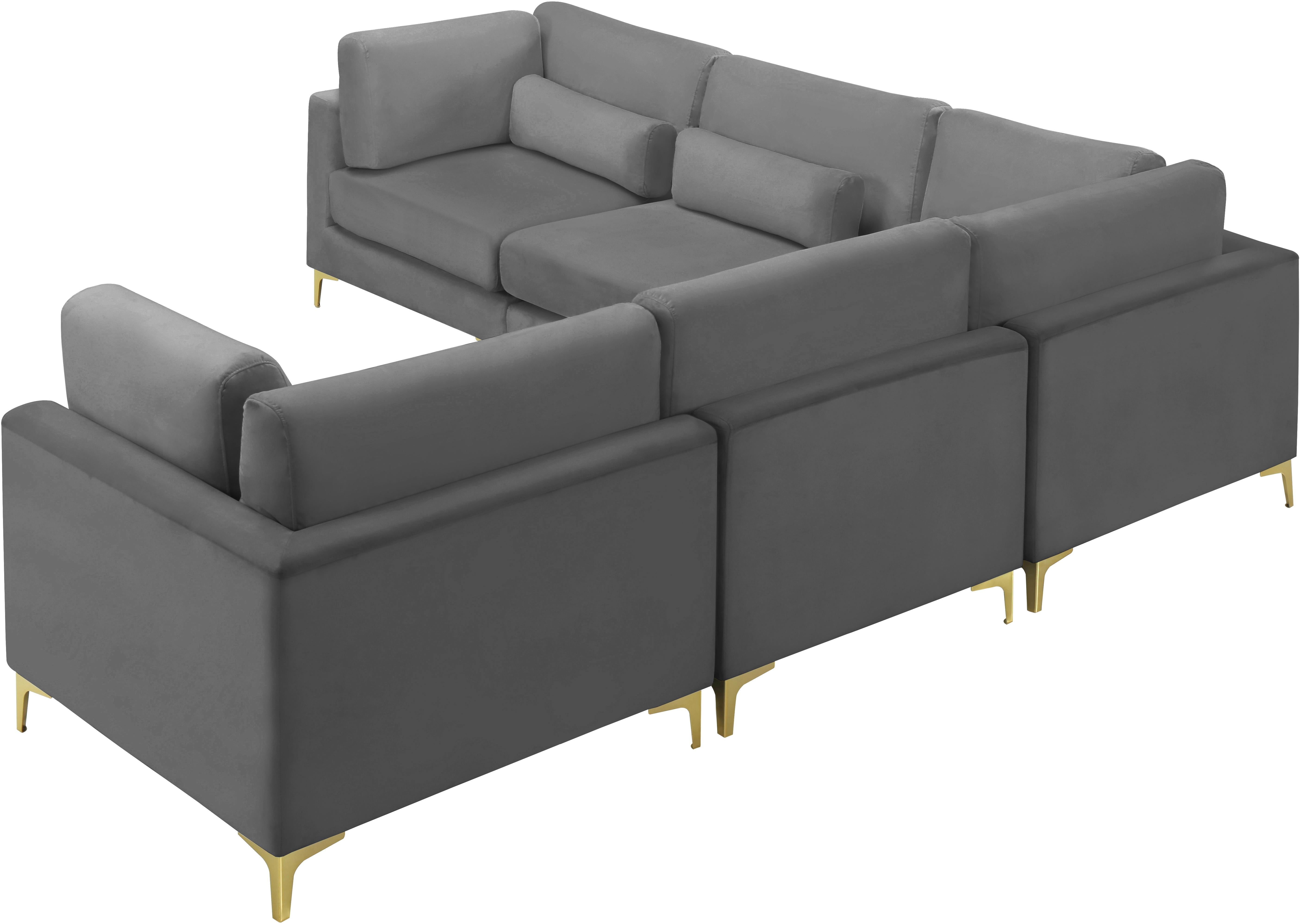 Julia Grey Velvet Modular Sectional (5 Boxes) - Luxury Home Furniture (MI)