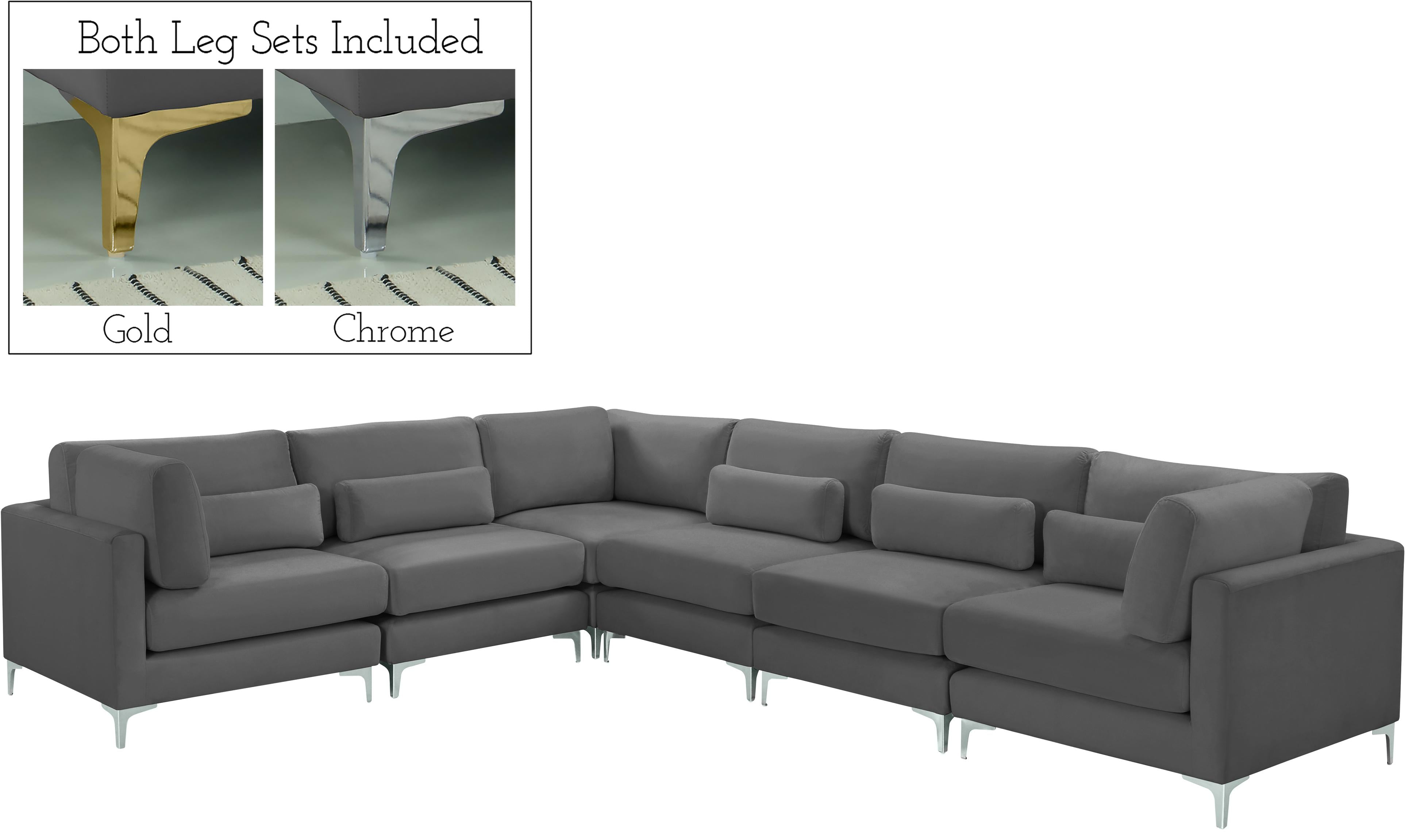 Julia Grey Velvet Modular Sectional (6 Boxes) - Luxury Home Furniture (MI)