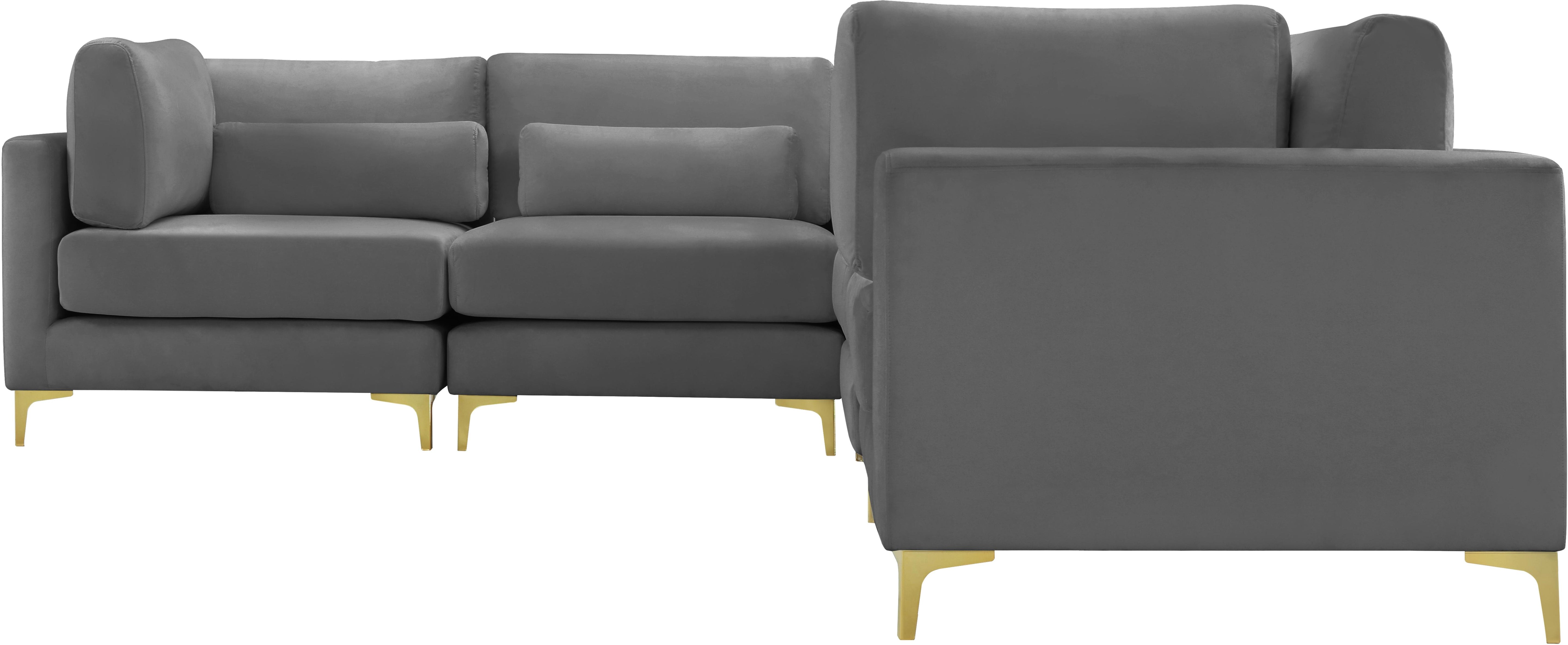 Julia Grey Velvet Modular Sectional (5 Boxes) - Luxury Home Furniture (MI)