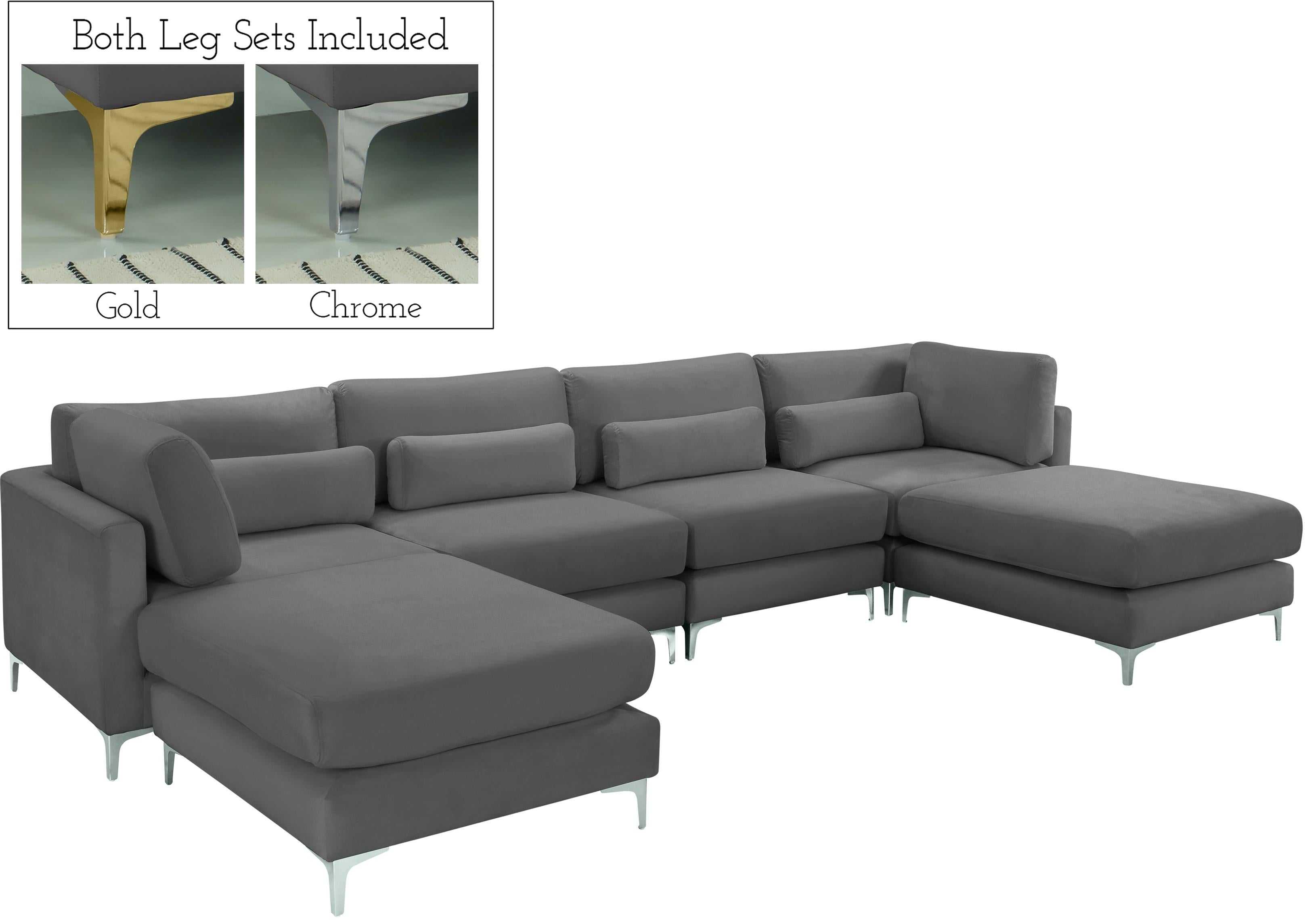 Julia Grey Velvet Modular Sectional (6 Boxes) - Luxury Home Furniture (MI)