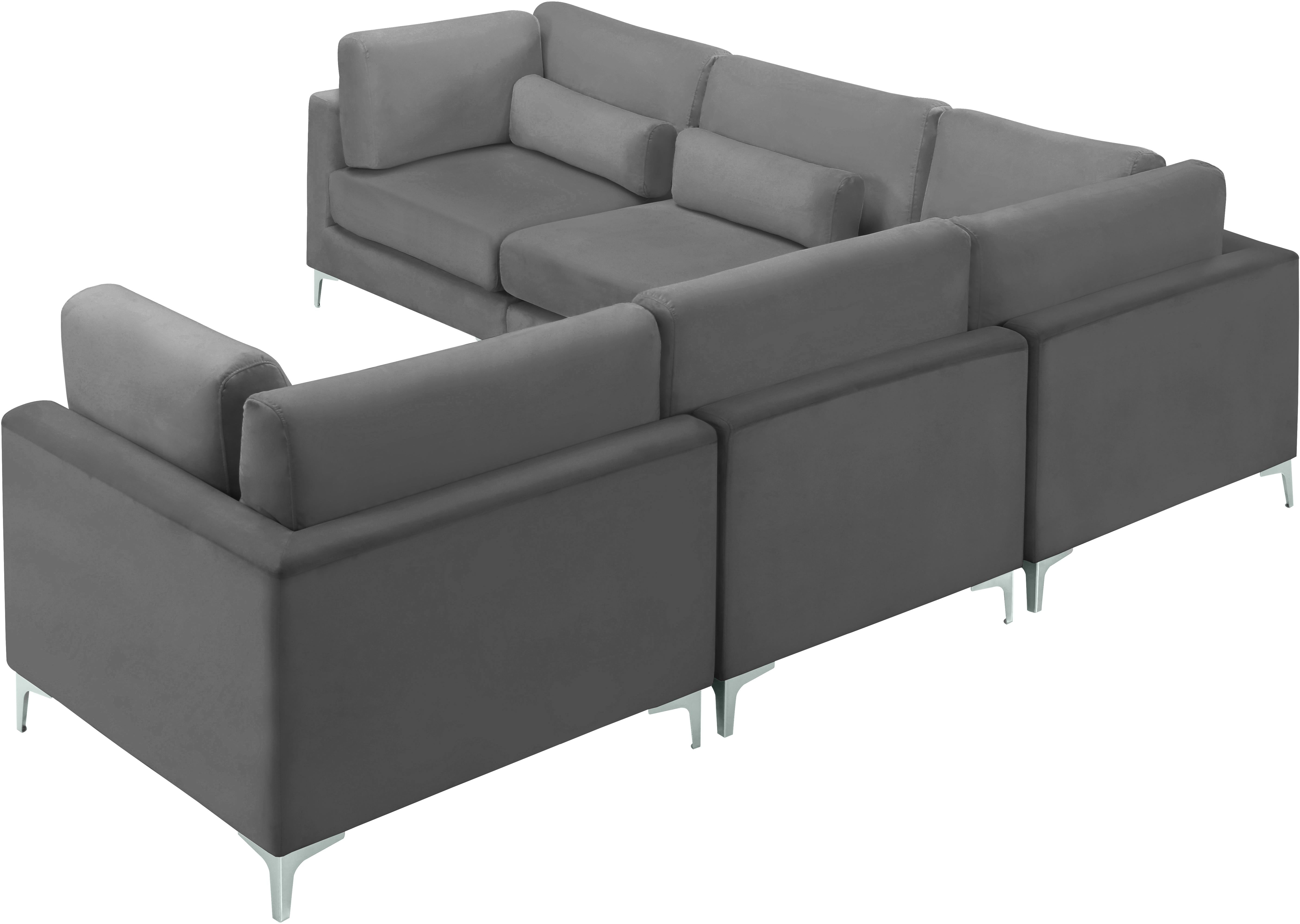 Julia Grey Velvet Modular Sectional (5 Boxes) - Luxury Home Furniture (MI)