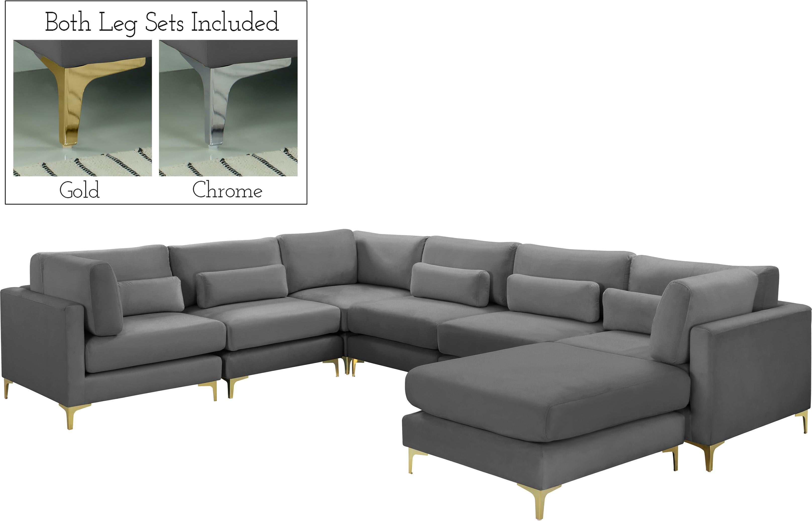 Julia Grey Velvet Modular Sectional (7 Boxes) - Luxury Home Furniture (MI)