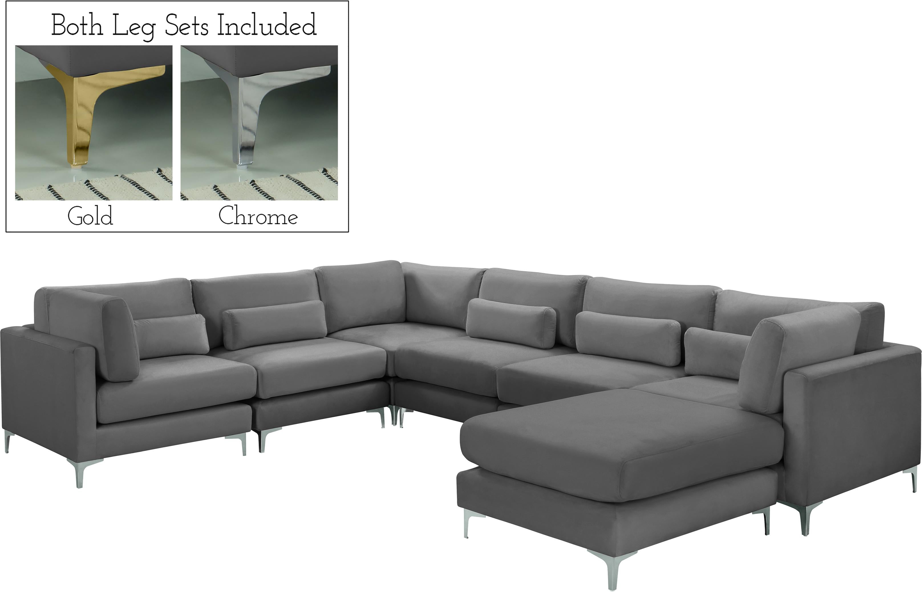 Julia Grey Velvet Modular Sectional (7 Boxes) - Luxury Home Furniture (MI)