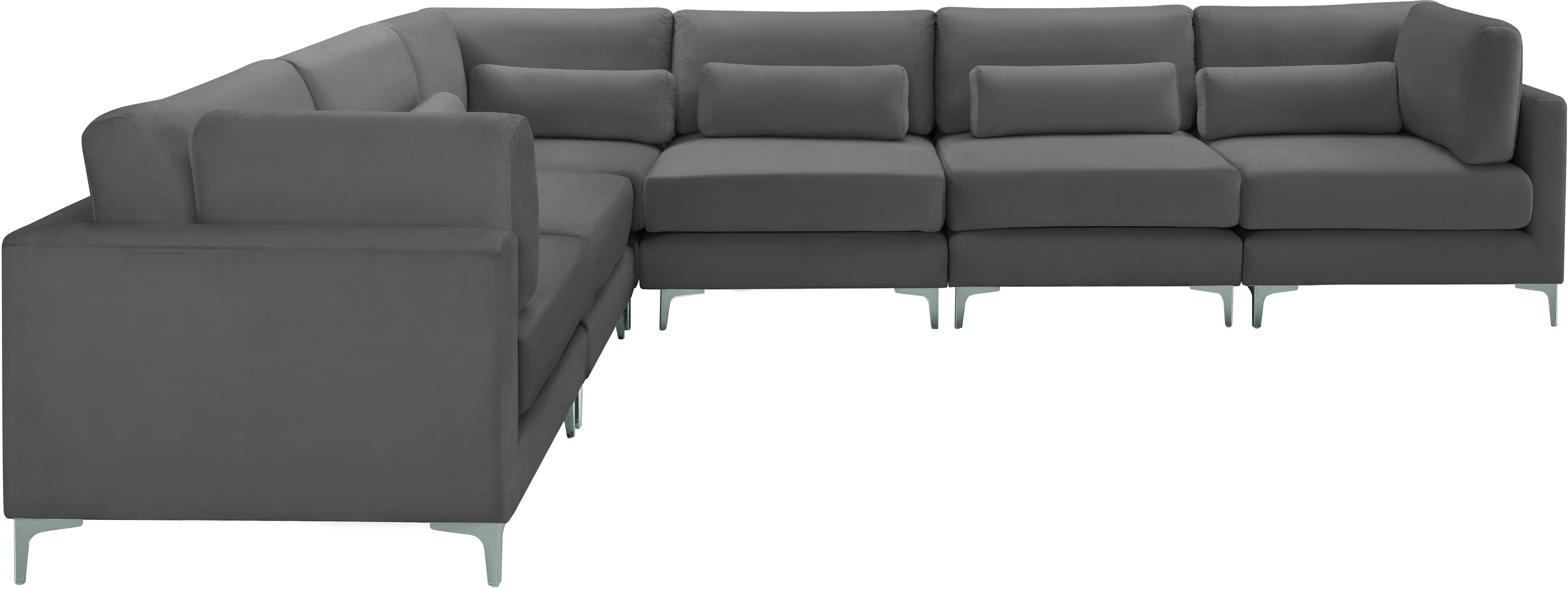 Julia Grey Velvet Modular Sectional (6 Boxes) - Luxury Home Furniture (MI)
