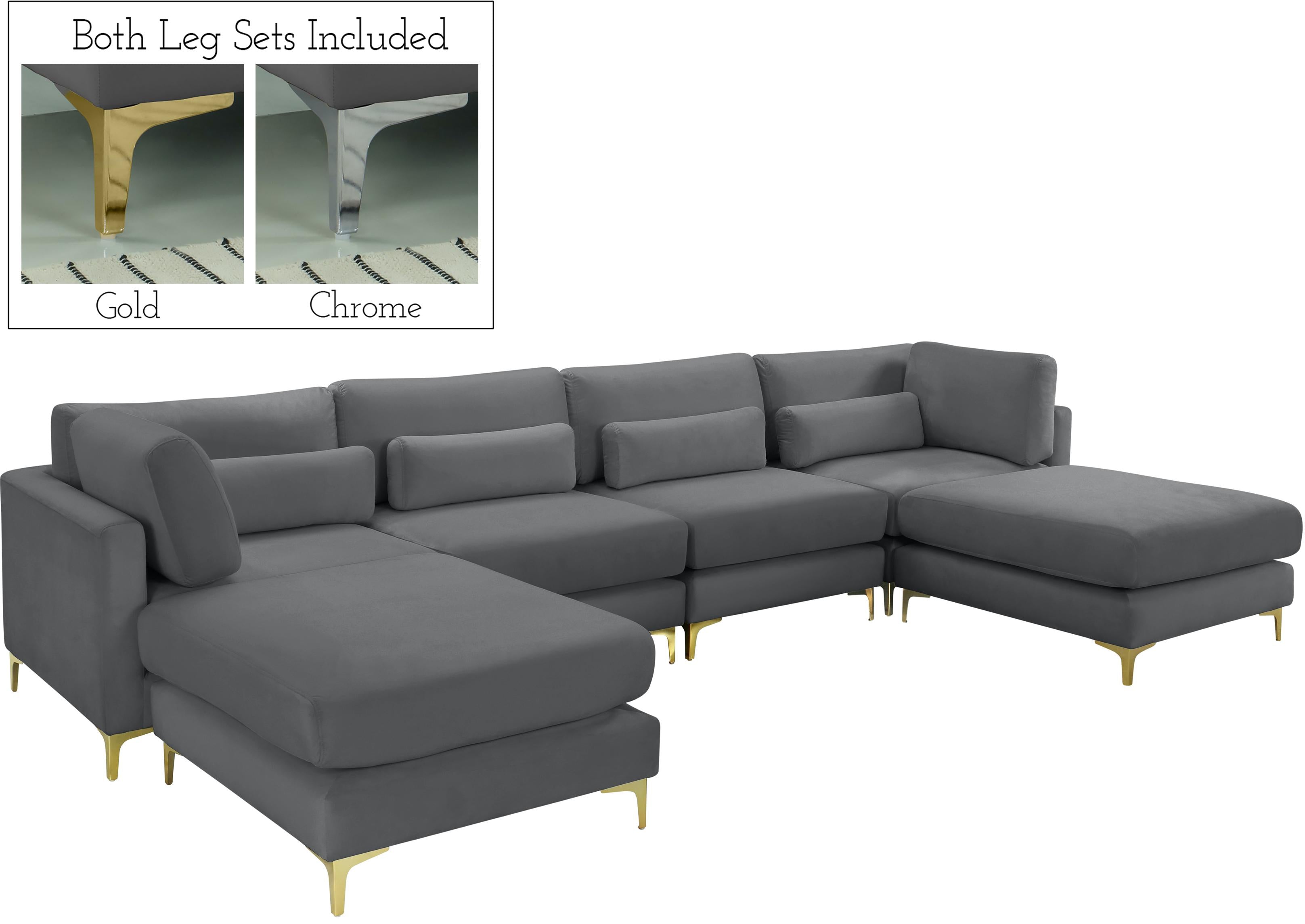 Julia Grey Velvet Modular Sectional (6 Boxes) - Luxury Home Furniture (MI)