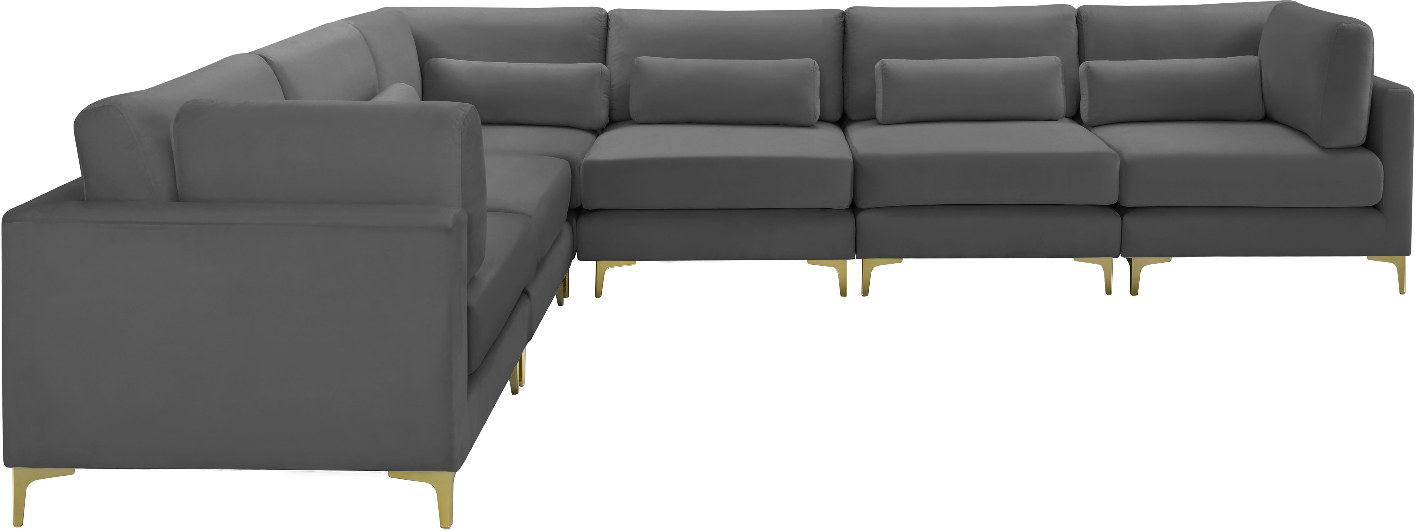 Julia Grey Velvet Modular Sectional (6 Boxes) - Luxury Home Furniture (MI)