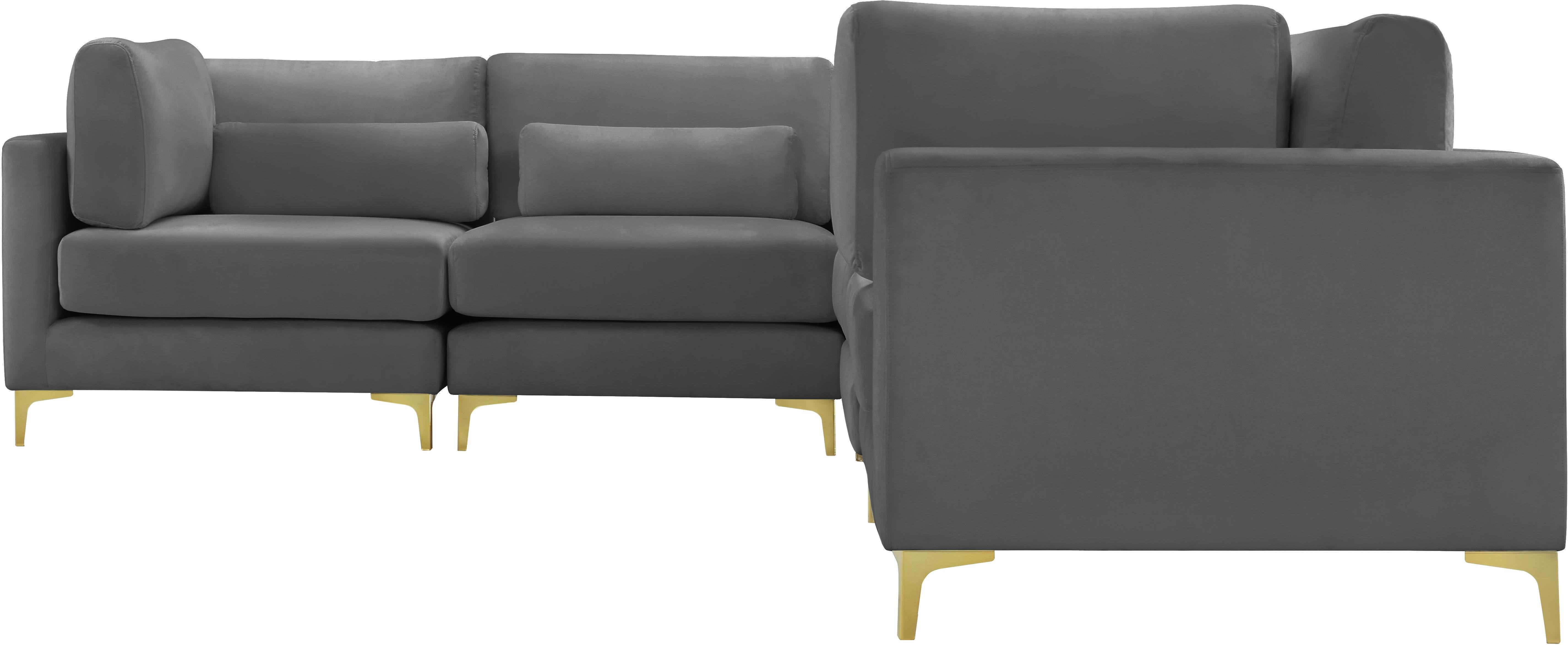 Julia Grey Velvet Modular Sectional (6 Boxes) - Luxury Home Furniture (MI)