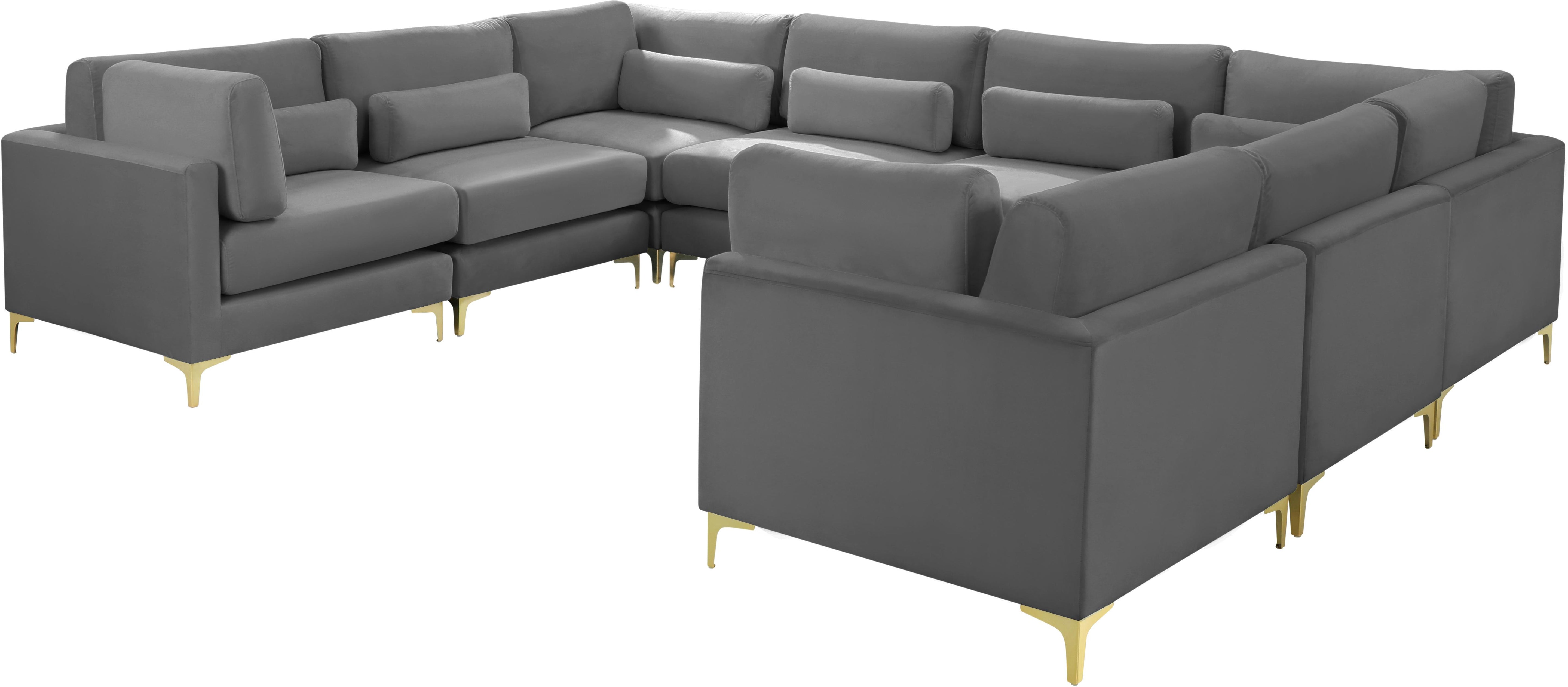 Julia Grey Velvet Modular Sectional (8 Boxes) - Luxury Home Furniture (MI)