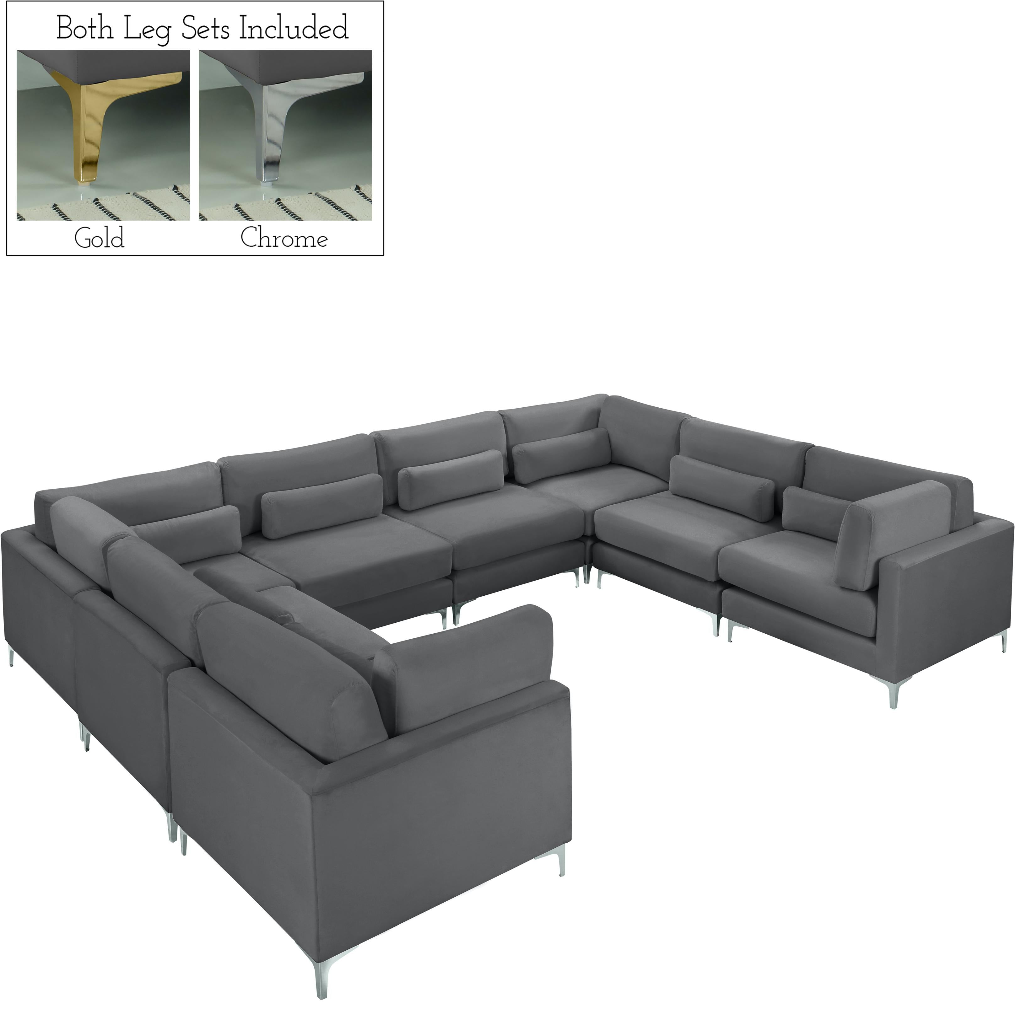 Julia Grey Velvet Modular Sectional (8 Boxes) - Luxury Home Furniture (MI)