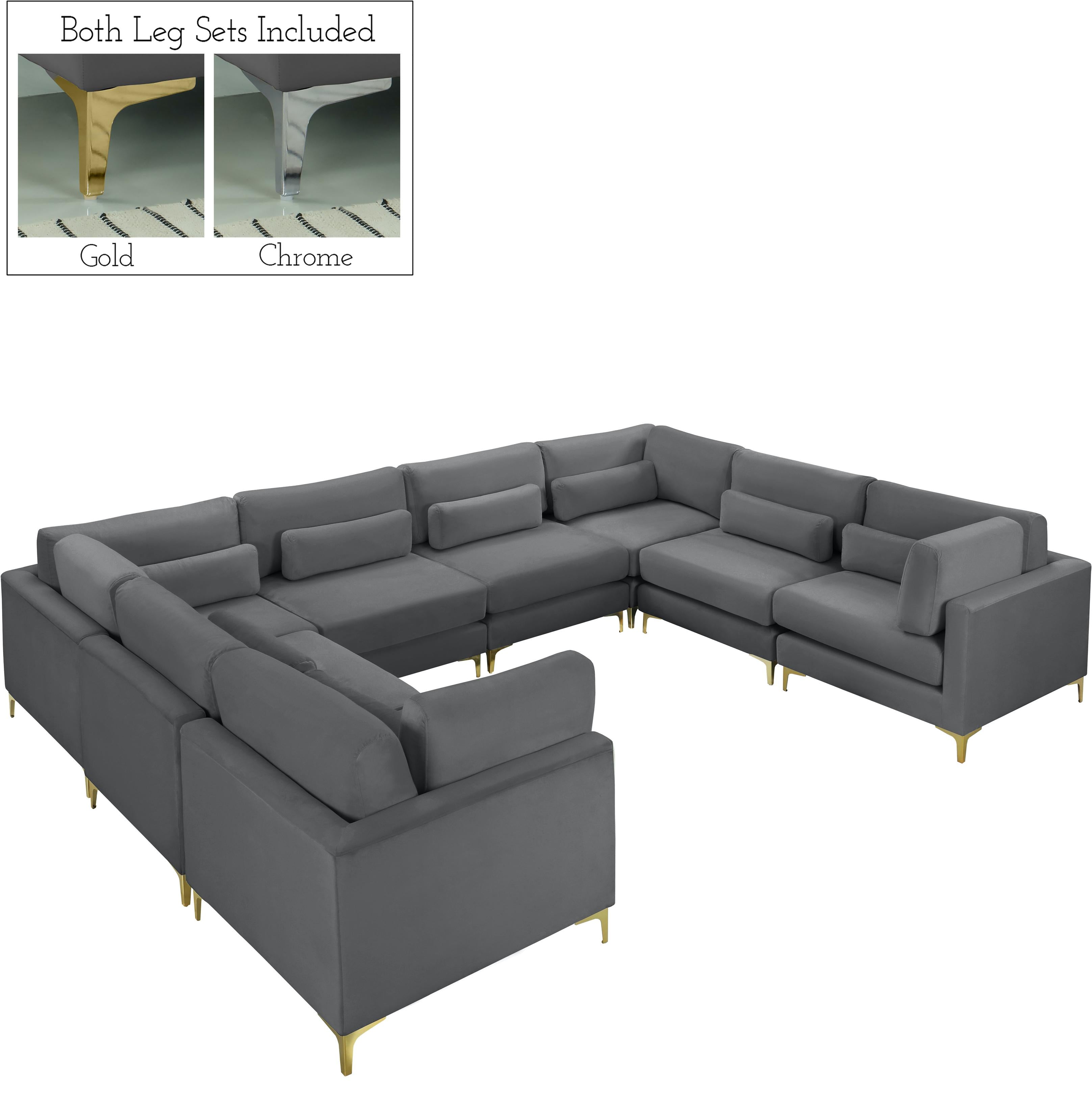 Julia Grey Velvet Modular Sectional (8 Boxes) - Luxury Home Furniture (MI)