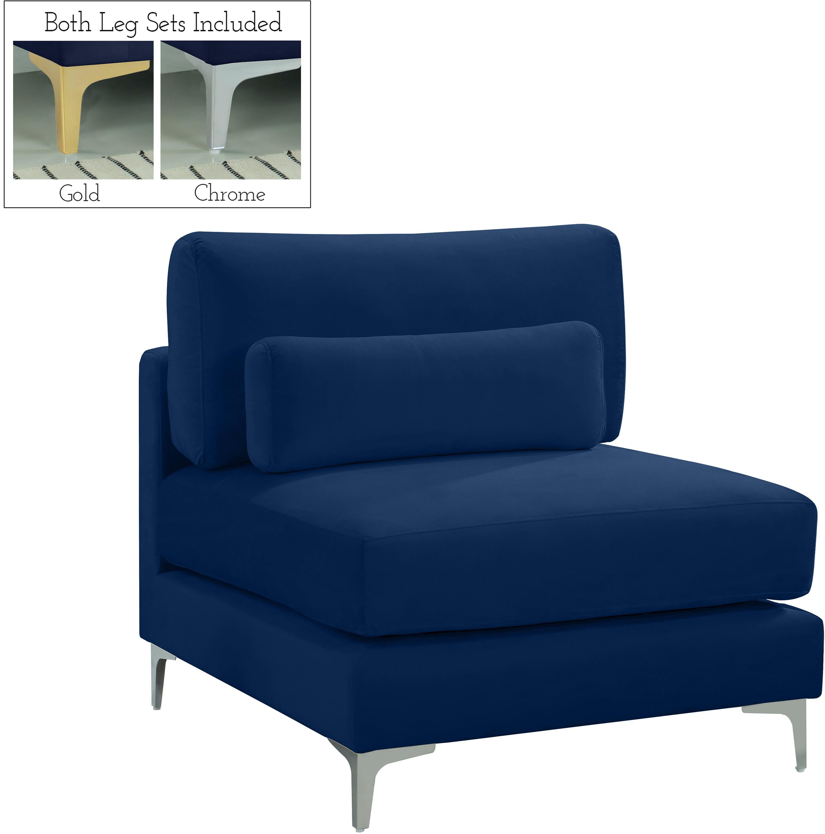 Julia Navy Velvet Modular Armless Chair - Luxury Home Furniture (MI)