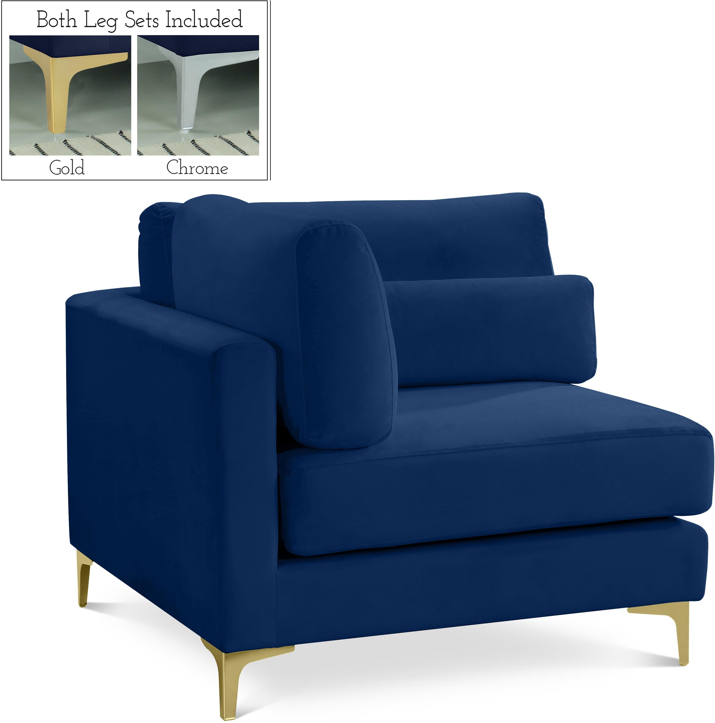 Julia Navy Velvet Modular Corner Chair - Luxury Home Furniture (MI)