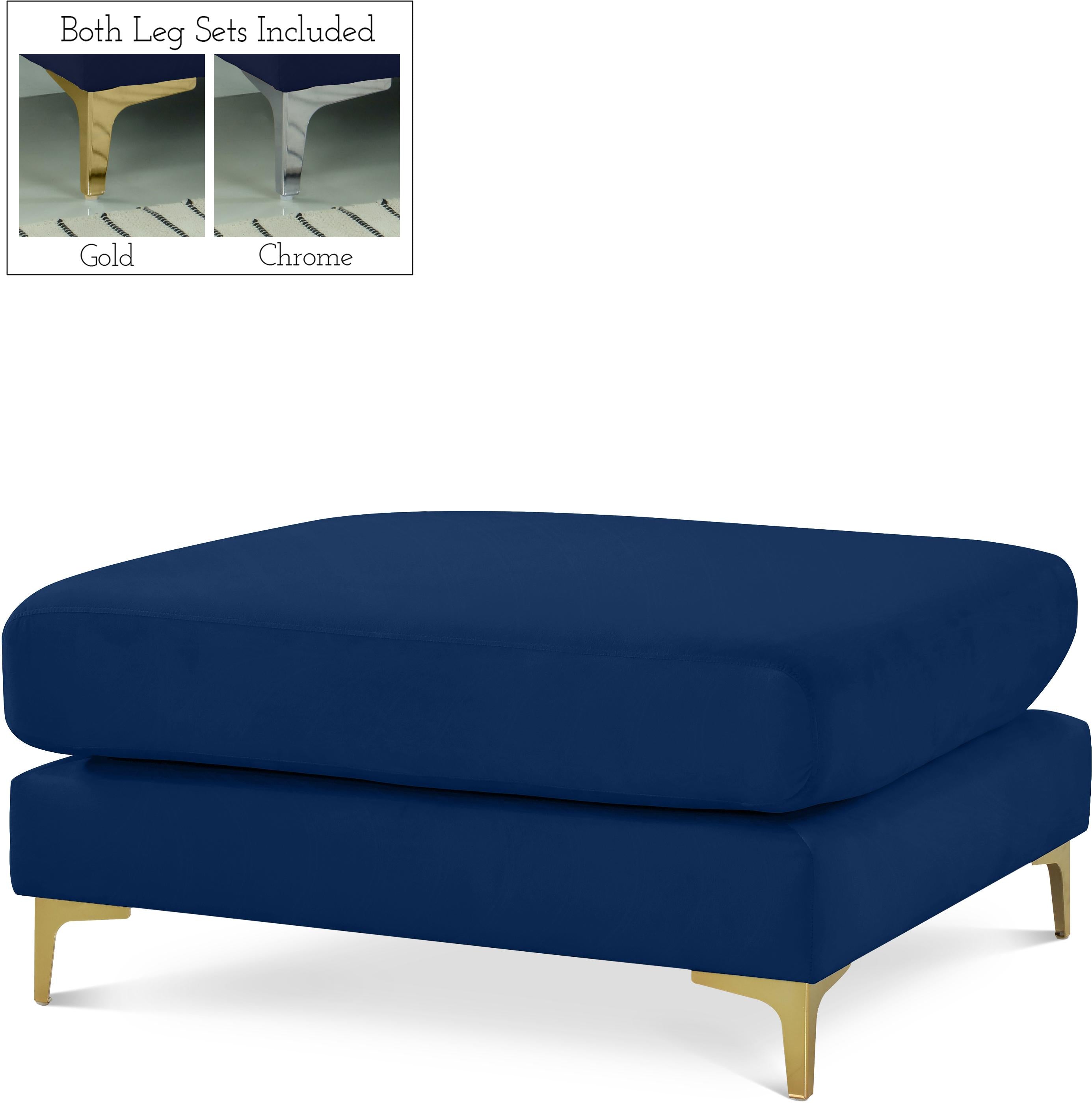 Julia Navy Velvet Modular Ottoman - Luxury Home Furniture (MI)
