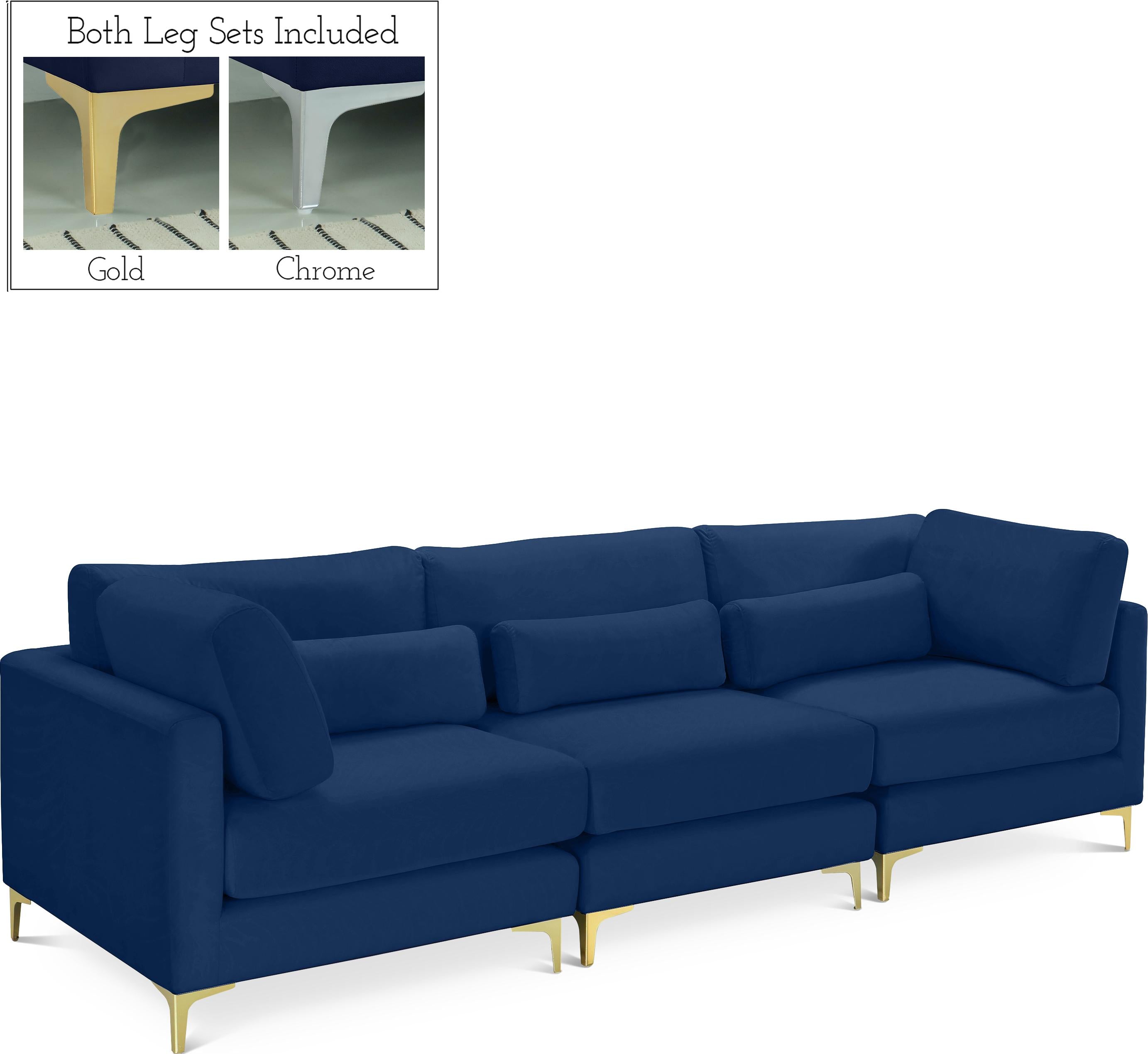 Julia Navy Velvet Modular Sofa (3 Boxes) - Luxury Home Furniture (MI)