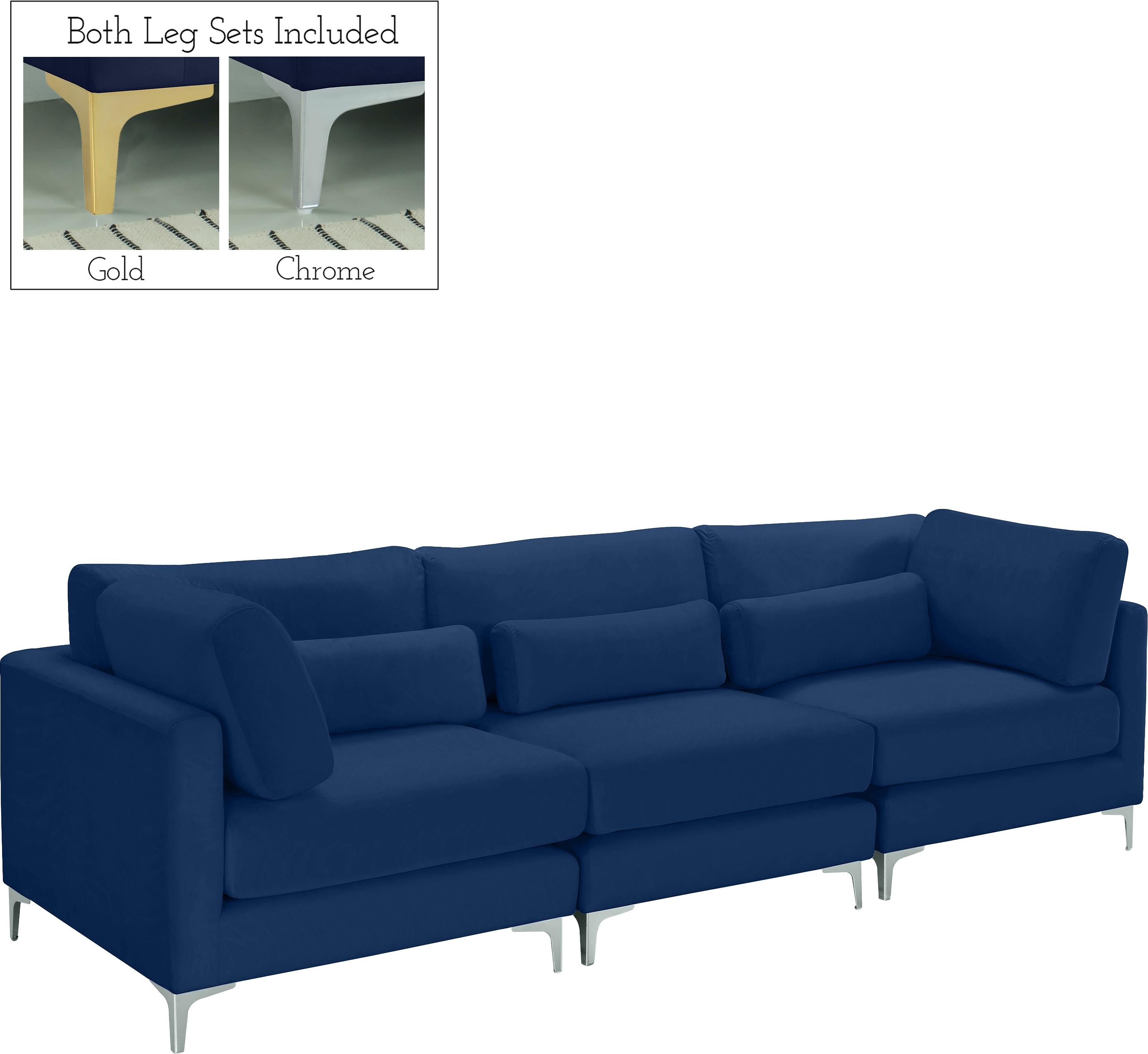 Julia Navy Velvet Modular Sofa (3 Boxes) - Luxury Home Furniture (MI)