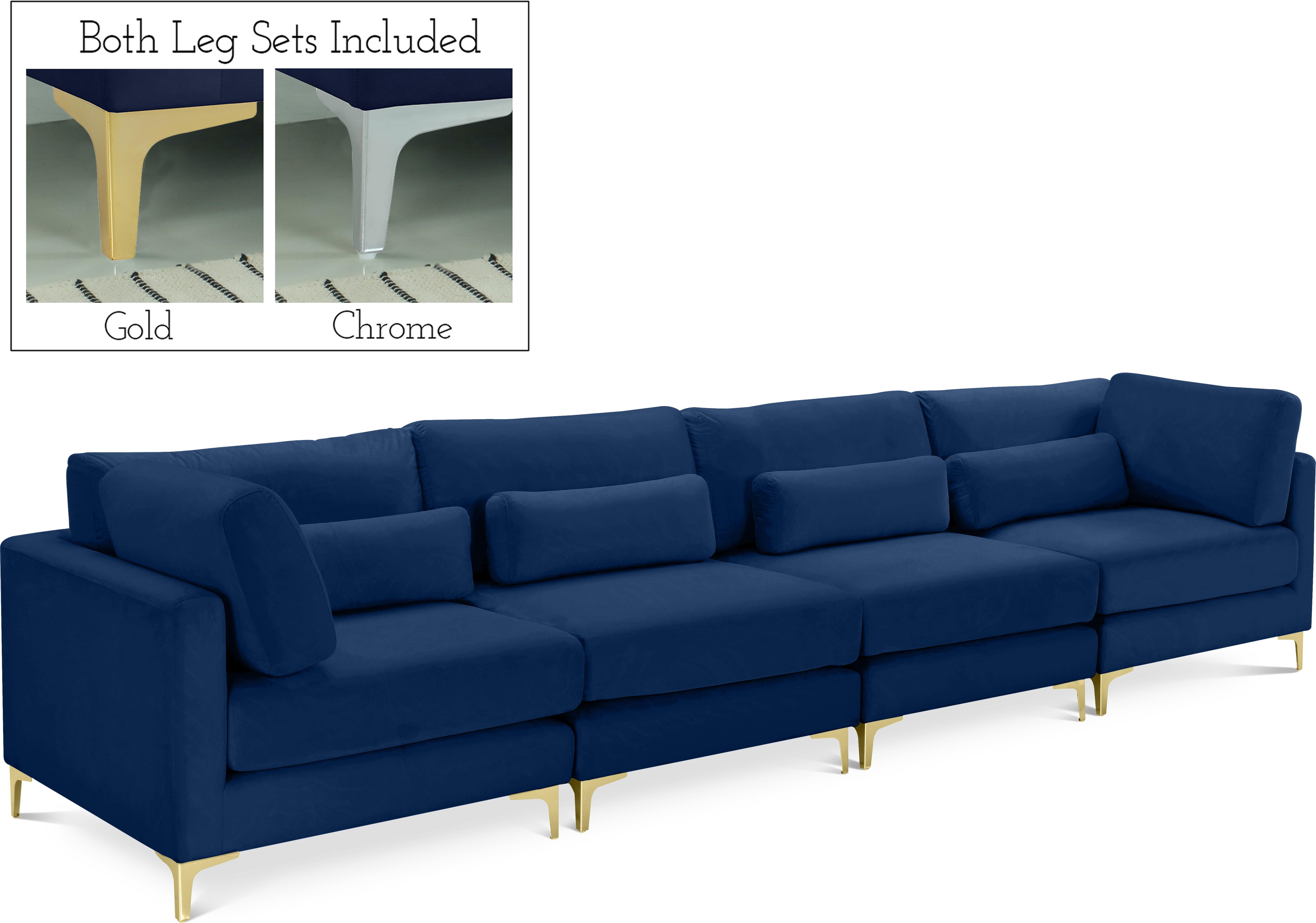 Julia Navy Velvet Modular Sofa (4 Boxes) - Luxury Home Furniture (MI)