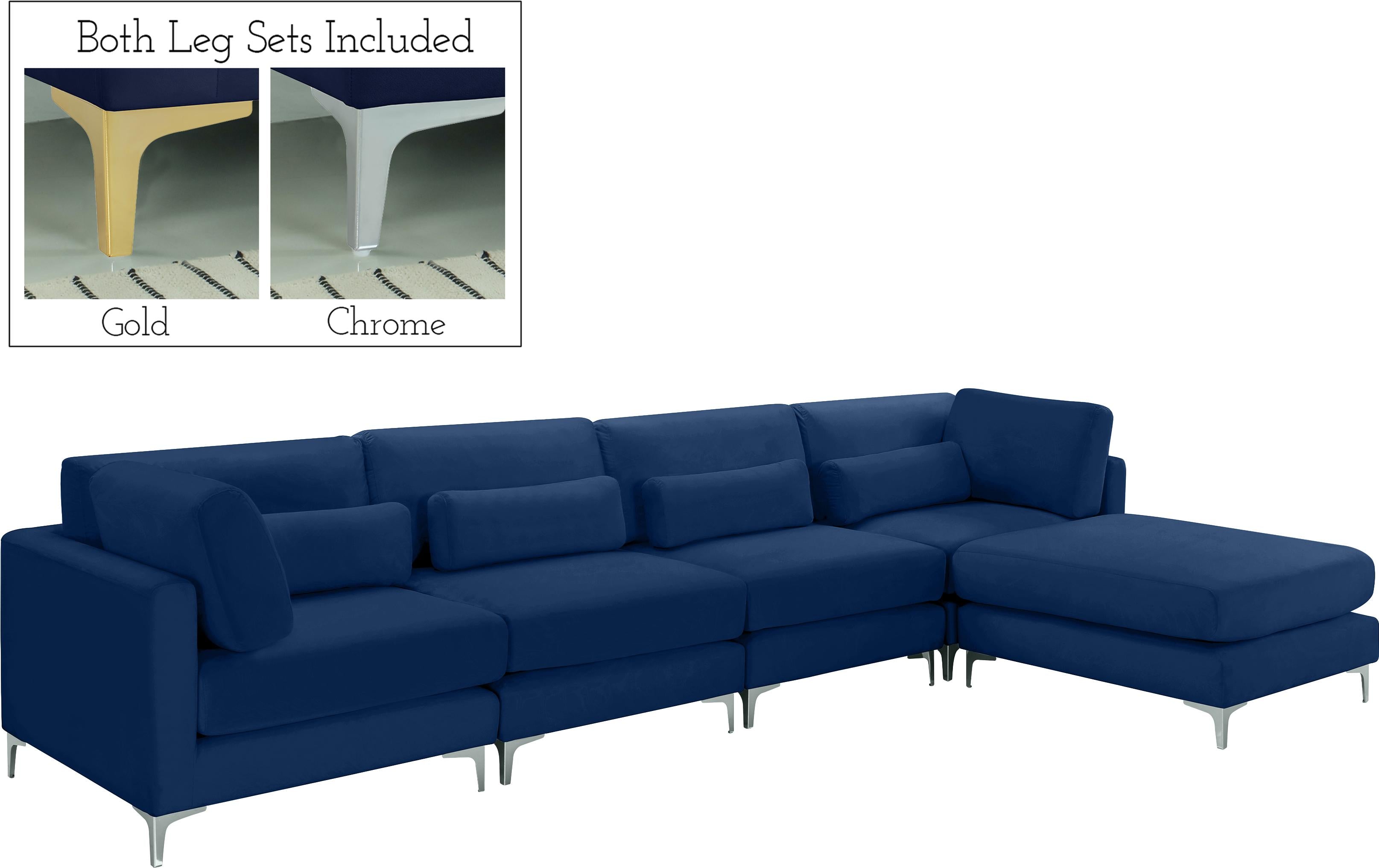 Julia Navy Velvet Modular Sectional (5 Boxes) - Luxury Home Furniture (MI)