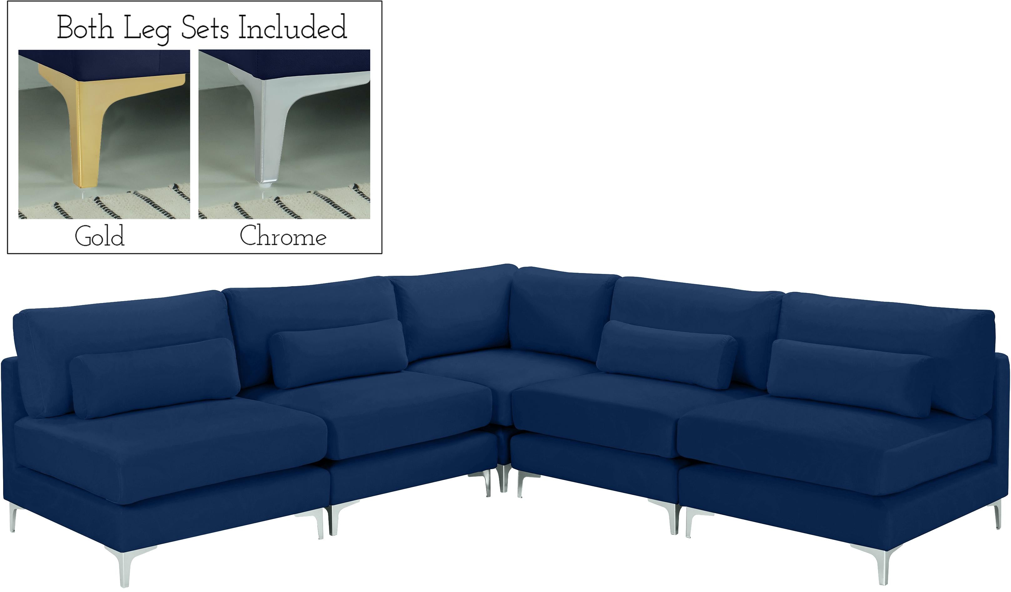 Julia Navy Velvet Modular Sectional (5 Boxes) - Luxury Home Furniture (MI)