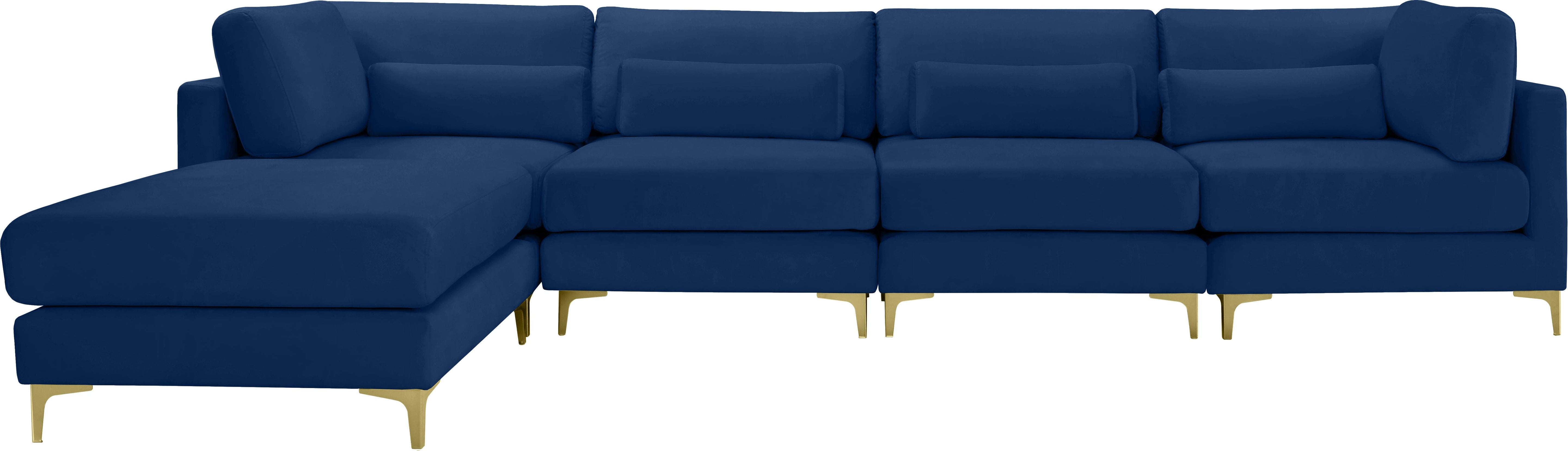 Julia Navy Velvet Modular Sectional (5 Boxes) - Luxury Home Furniture (MI)