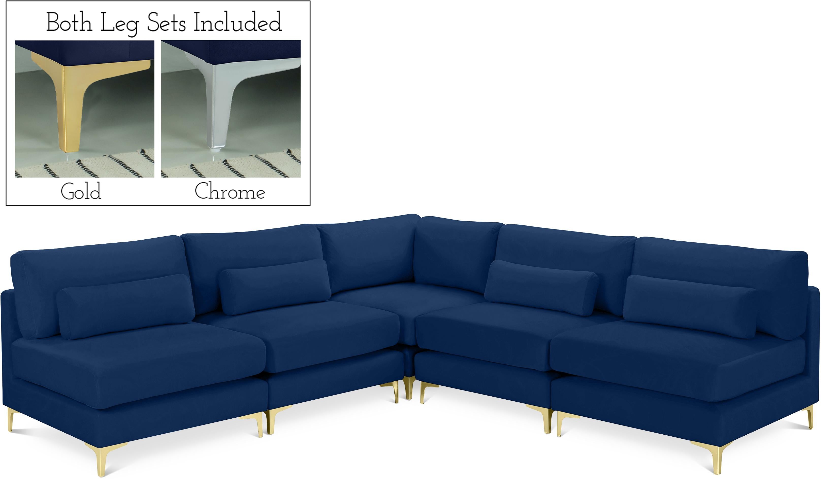 Julia Navy Velvet Modular Sectional (5 Boxes) - Luxury Home Furniture (MI)