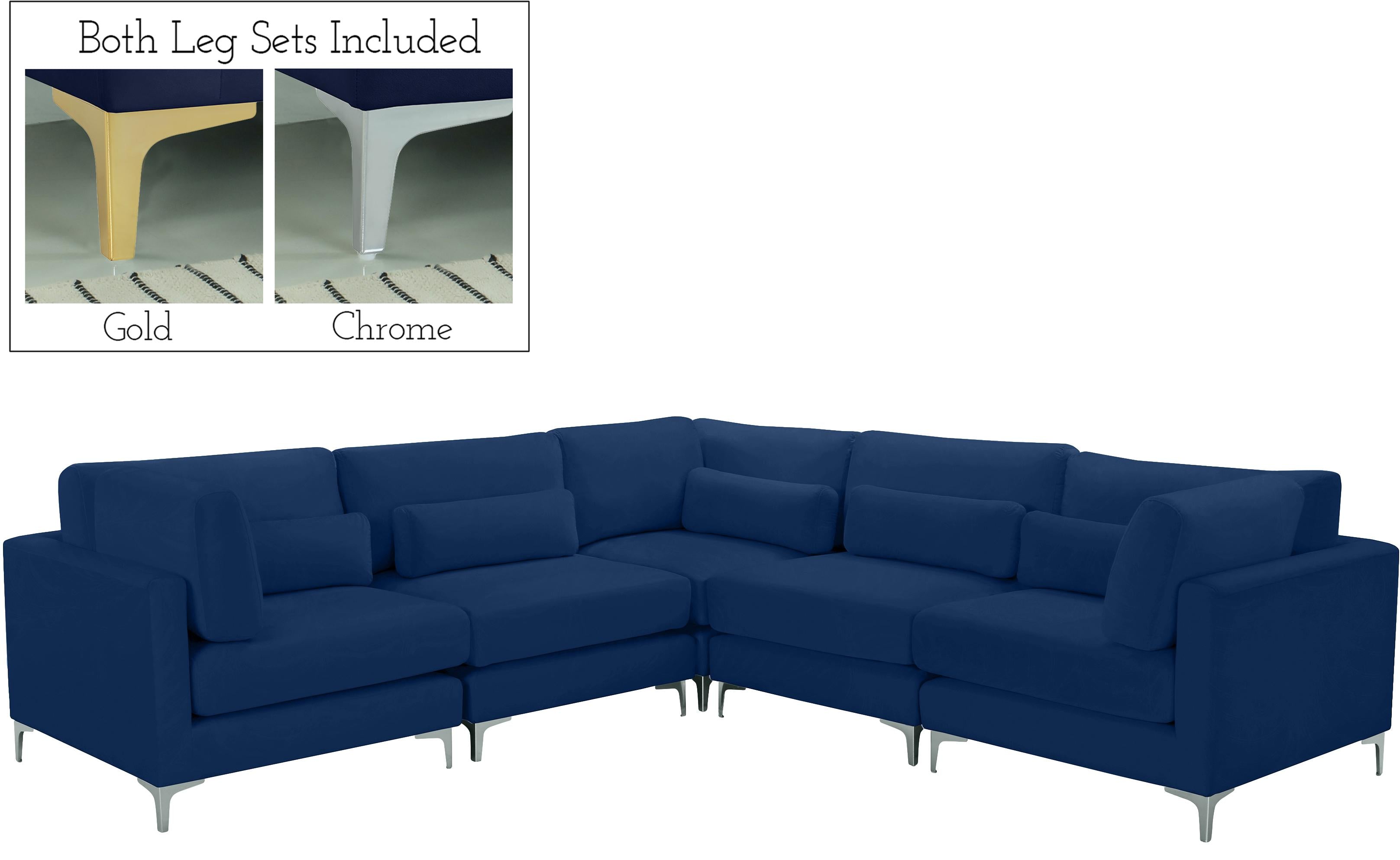 Julia Navy Velvet Modular Sectional (5 Boxes) - Luxury Home Furniture (MI)