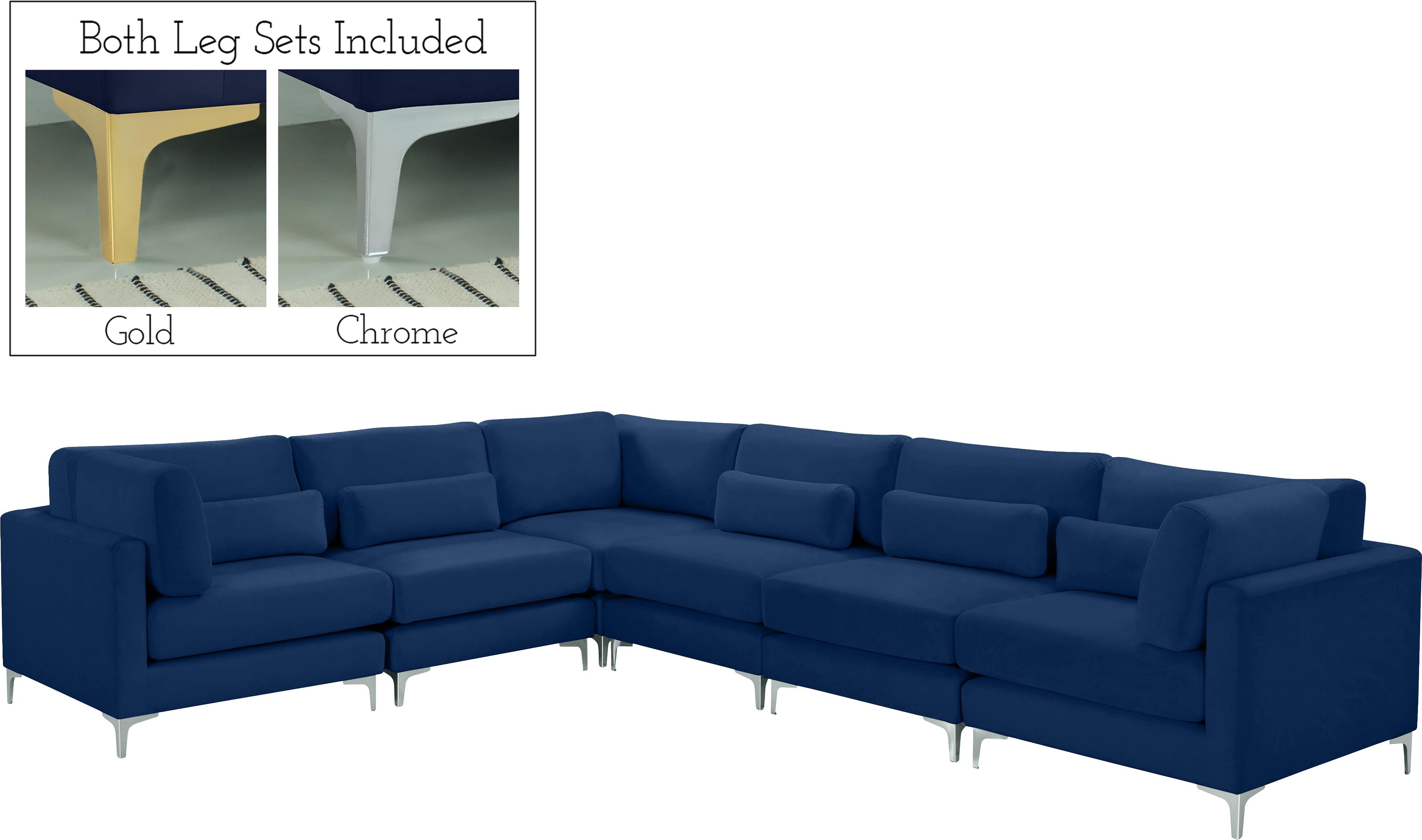 Julia Navy Velvet Modular Sectional (6 Boxes) - Luxury Home Furniture (MI)