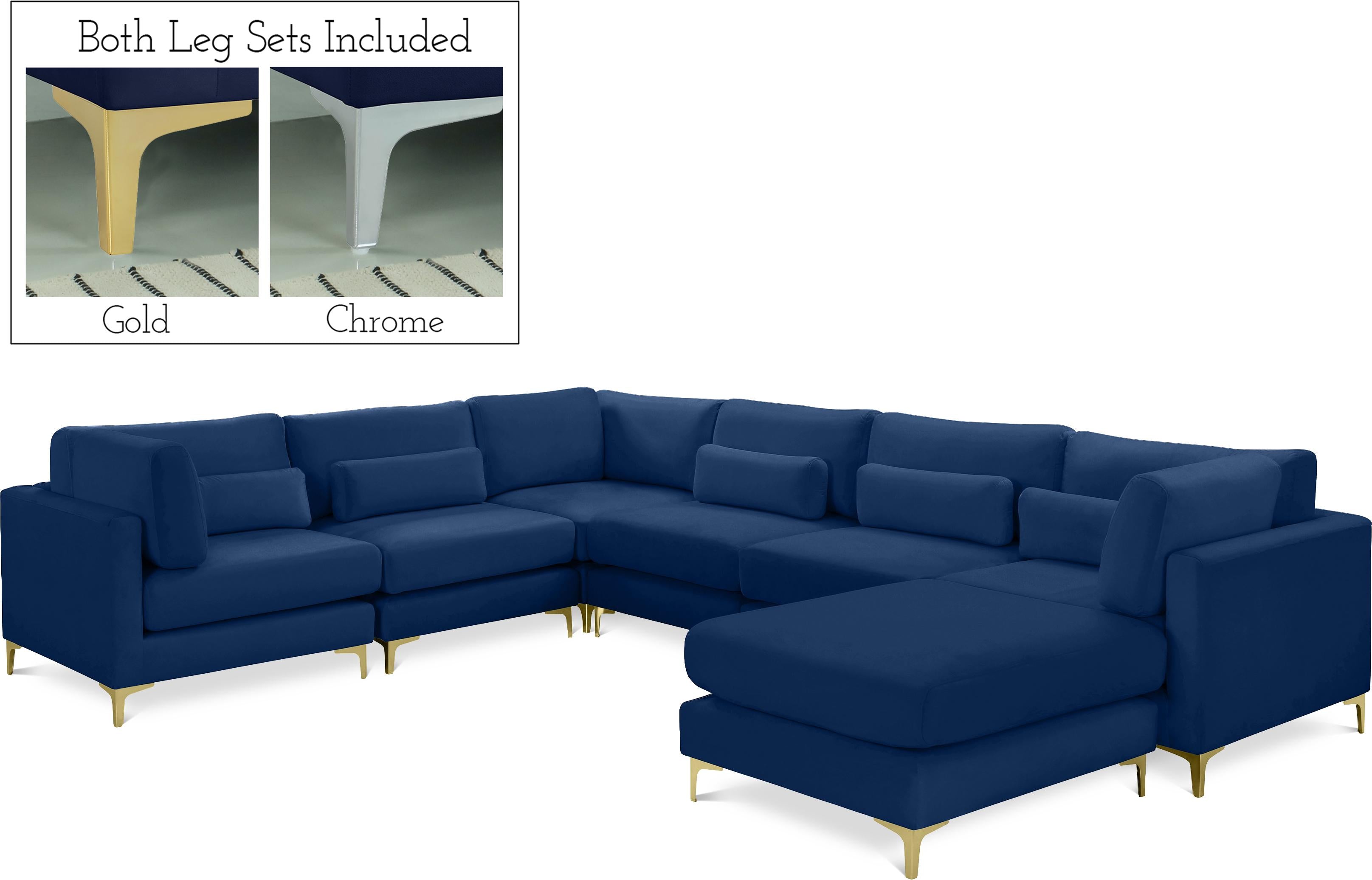 Julia Navy Velvet Modular Sectional (7 Boxes) - Luxury Home Furniture (MI)