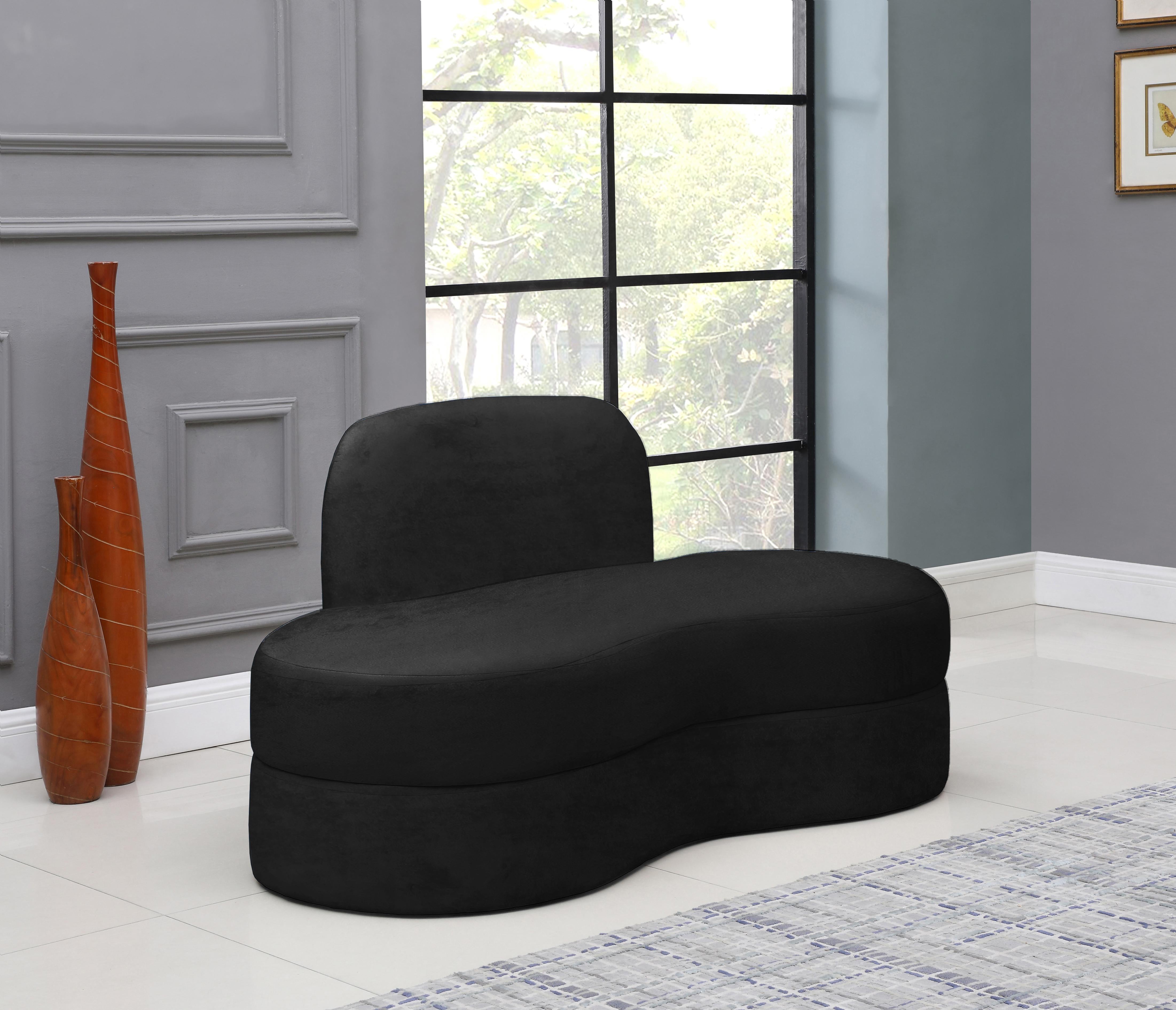Mitzy Black Velvet Loveseat - Luxury Home Furniture (MI)