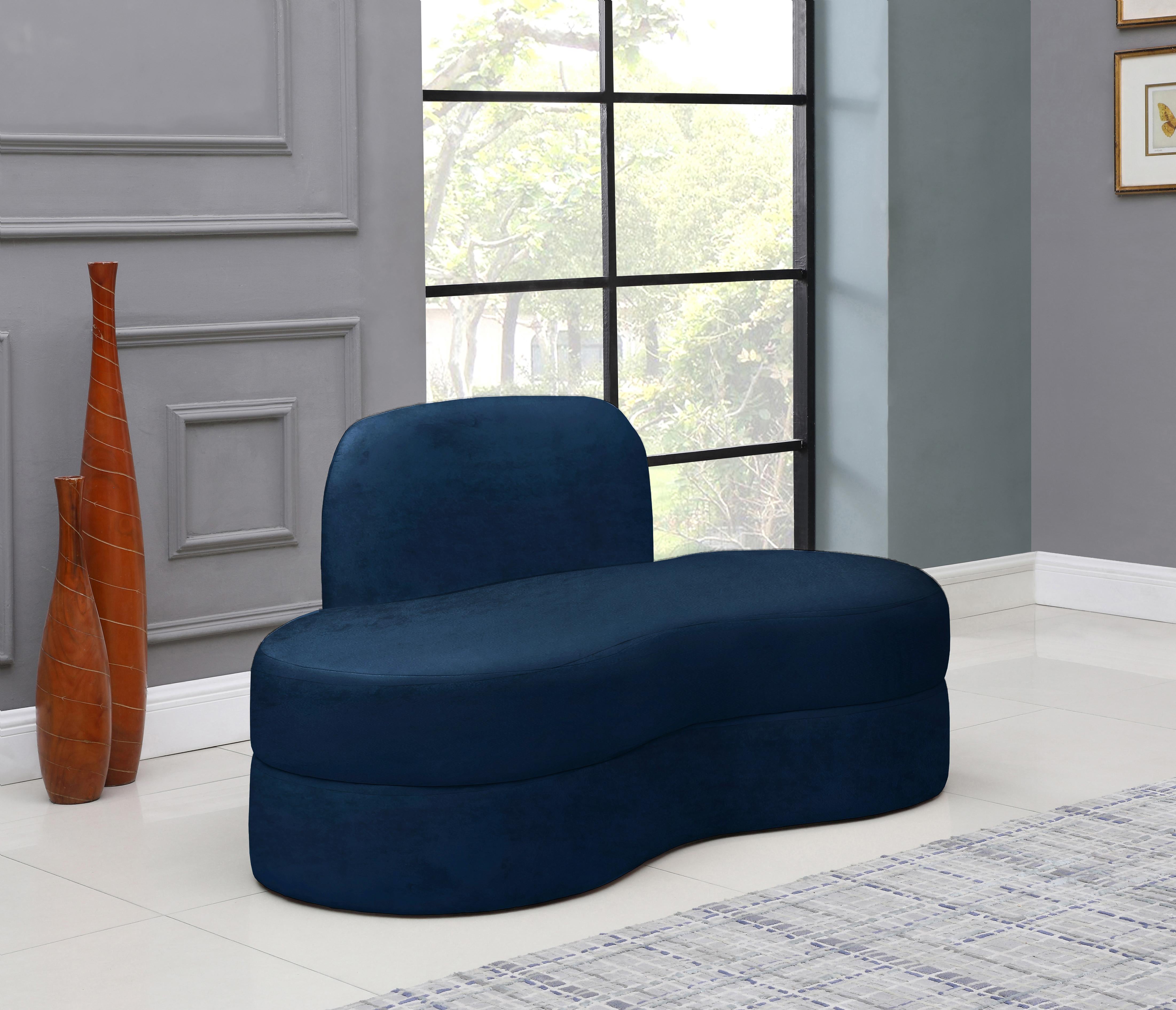 Mitzy Navy Velvet Loveseat - Luxury Home Furniture (MI)