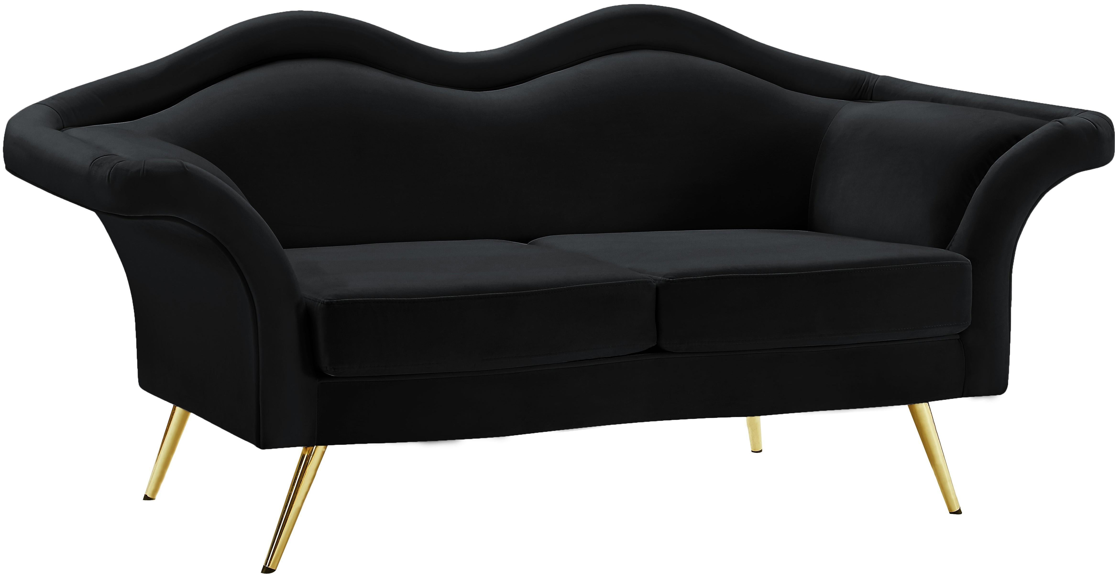 Lips Black Velvet Loveseat - Luxury Home Furniture (MI)