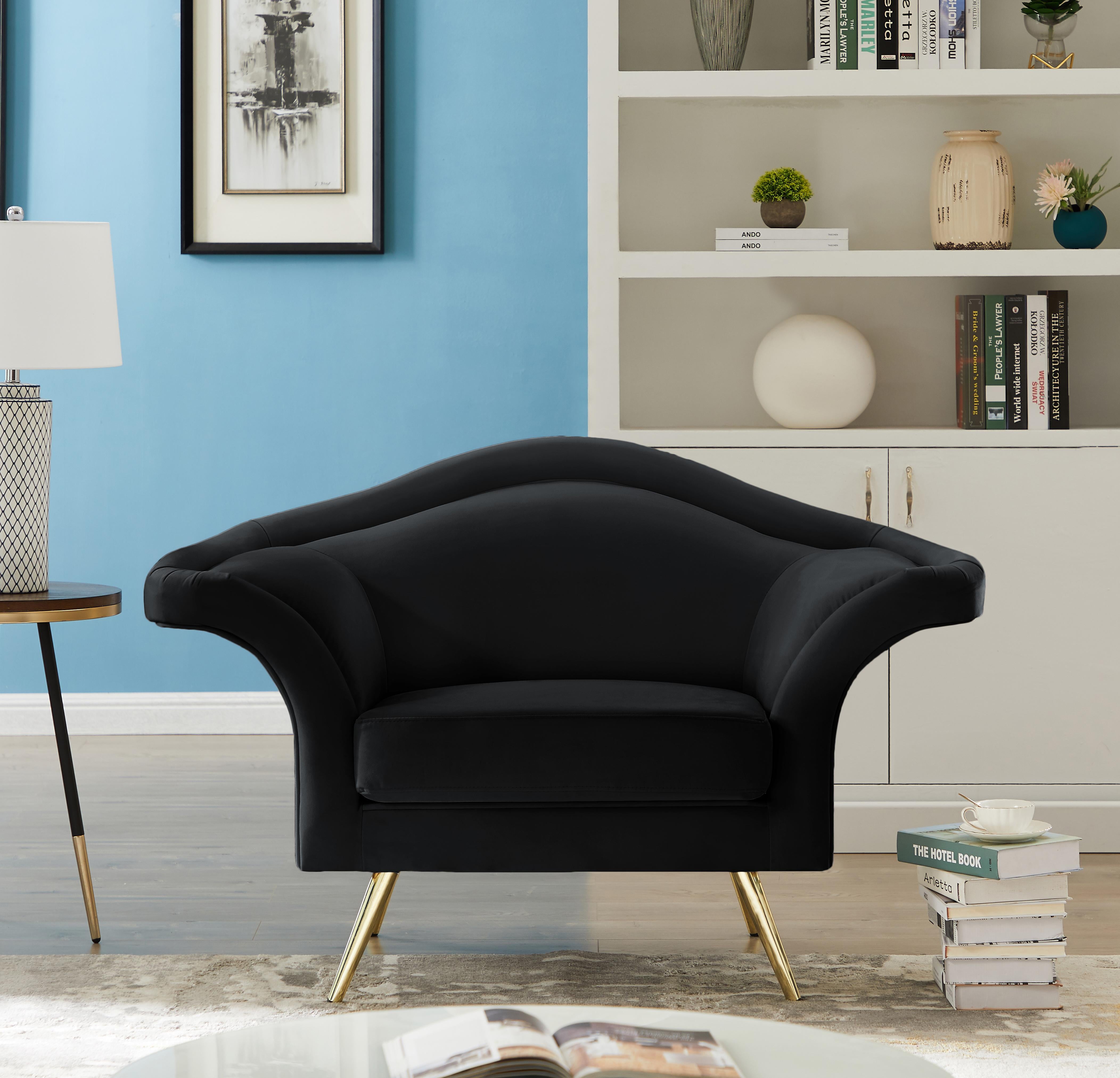 Lips Black Velvet Chair - Luxury Home Furniture (MI)