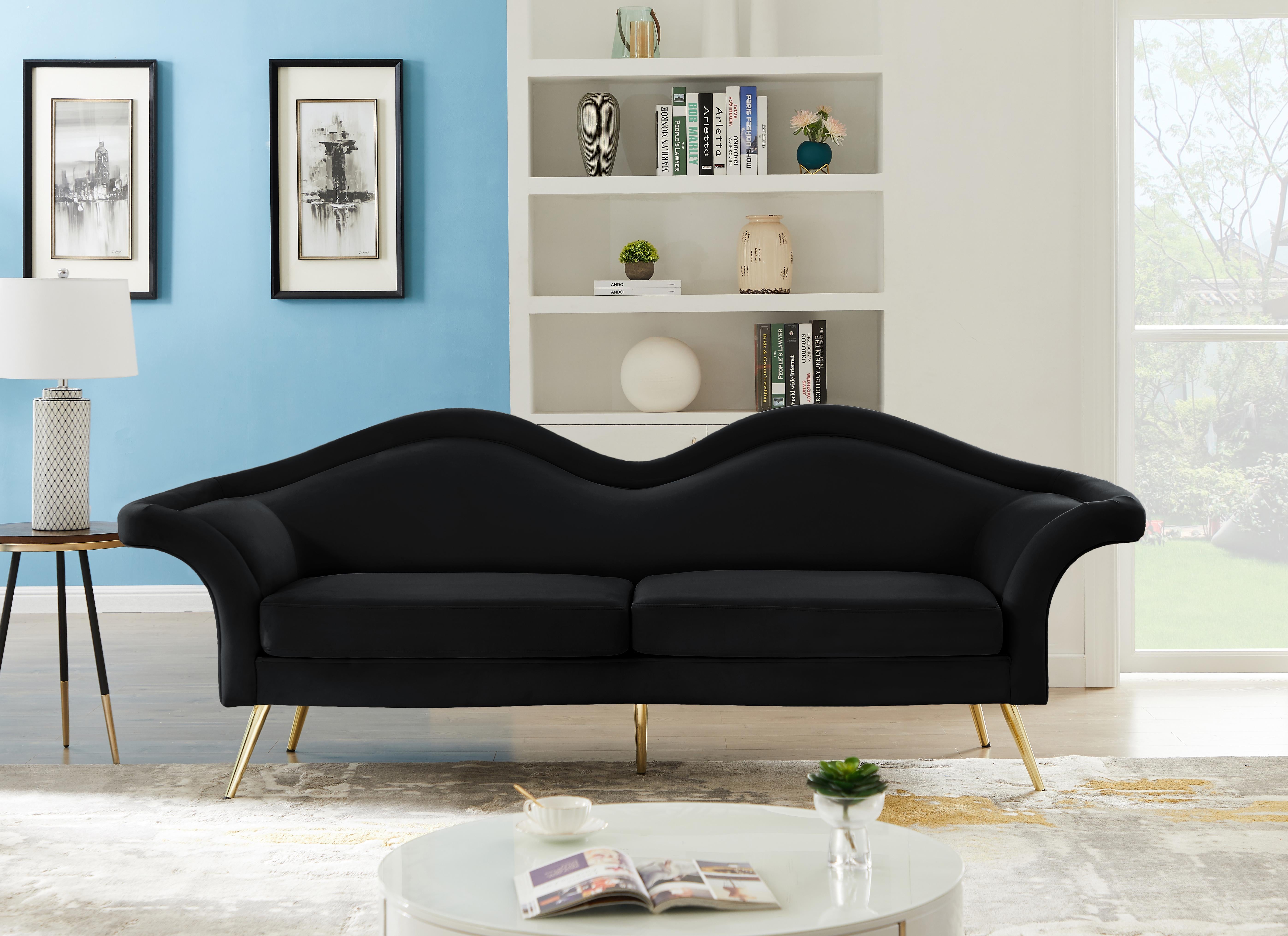 Lips Black Velvet Sofa - Luxury Home Furniture (MI)