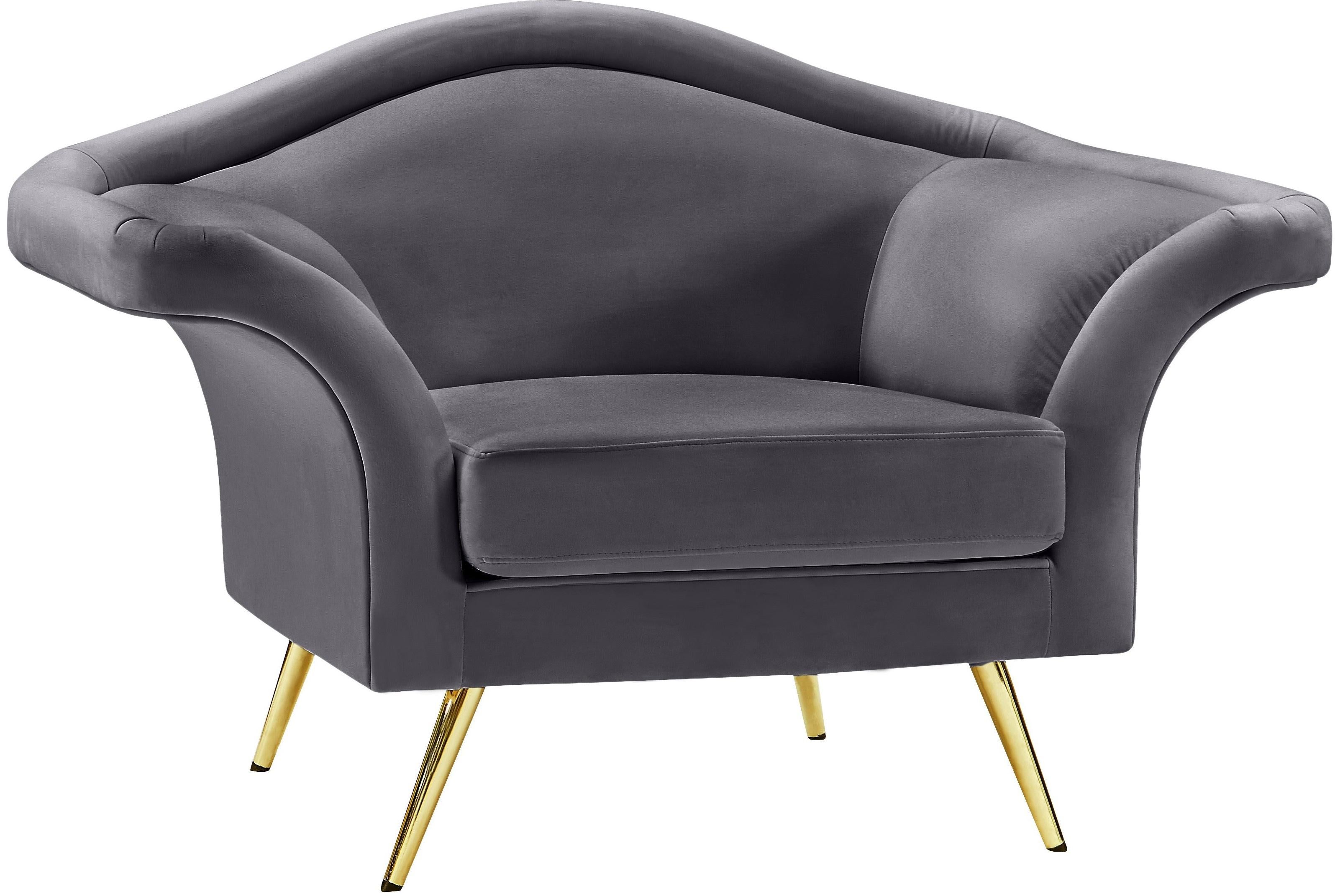 Lips Grey Velvet Chair - Luxury Home Furniture (MI)