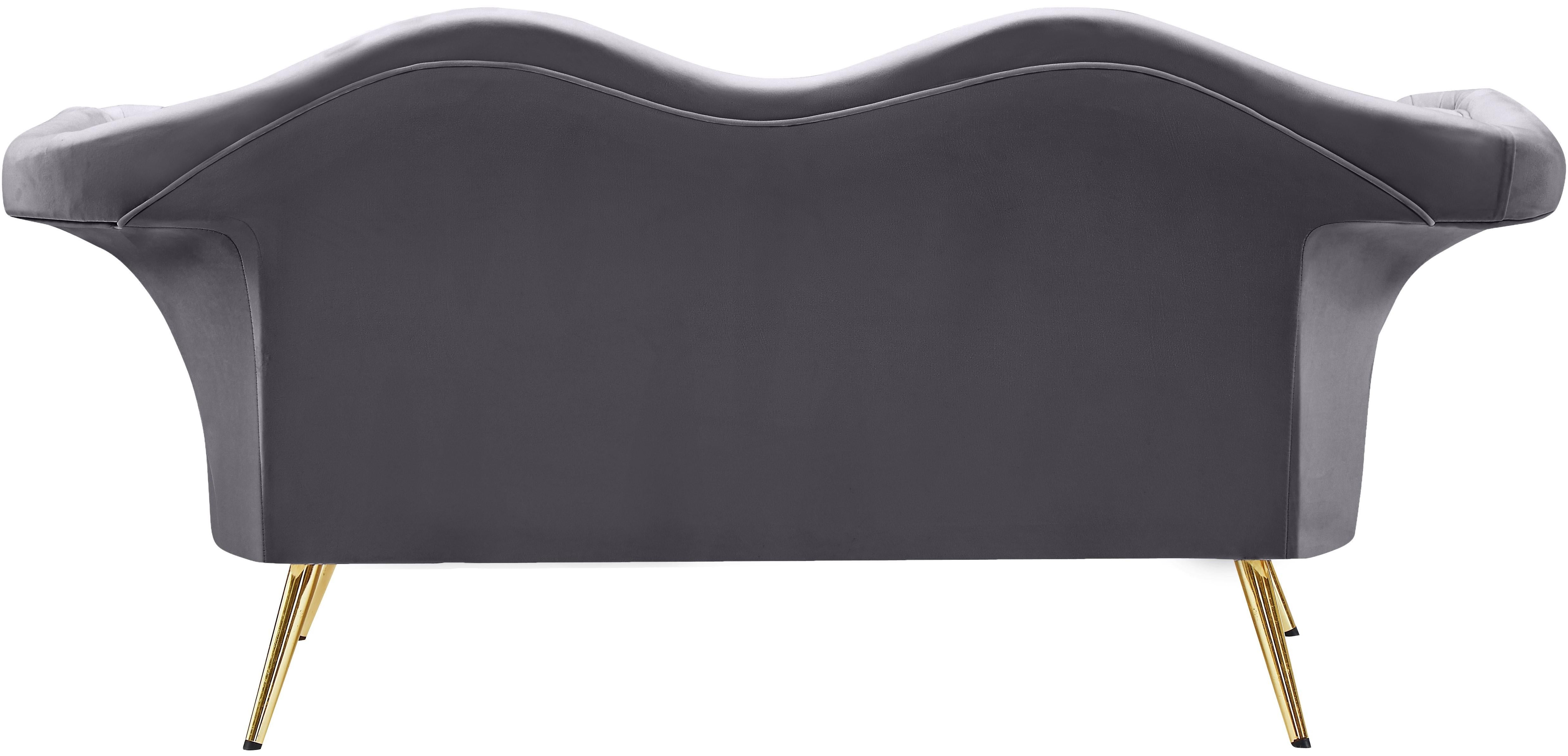 Lips Grey Velvet Loveseat - Luxury Home Furniture (MI)