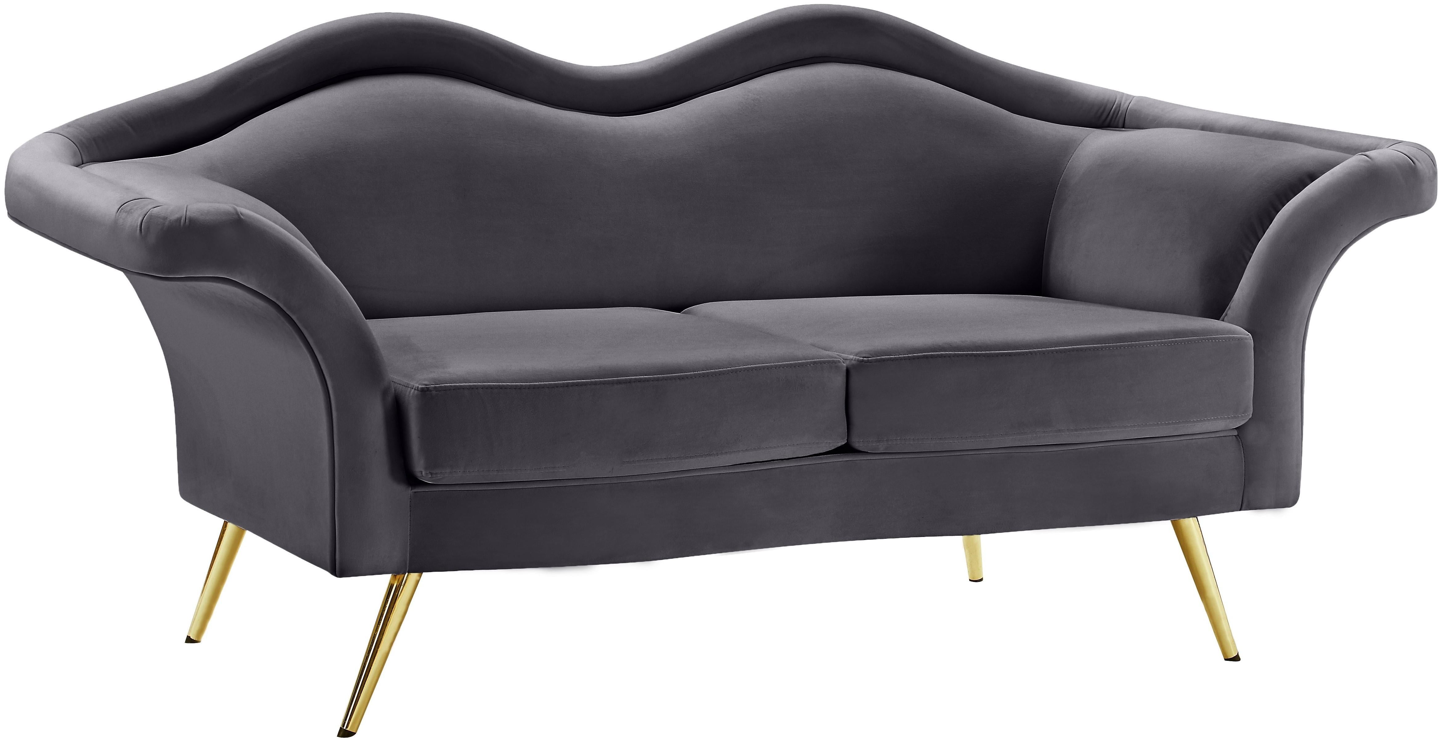 Lips Grey Velvet Loveseat - Luxury Home Furniture (MI)